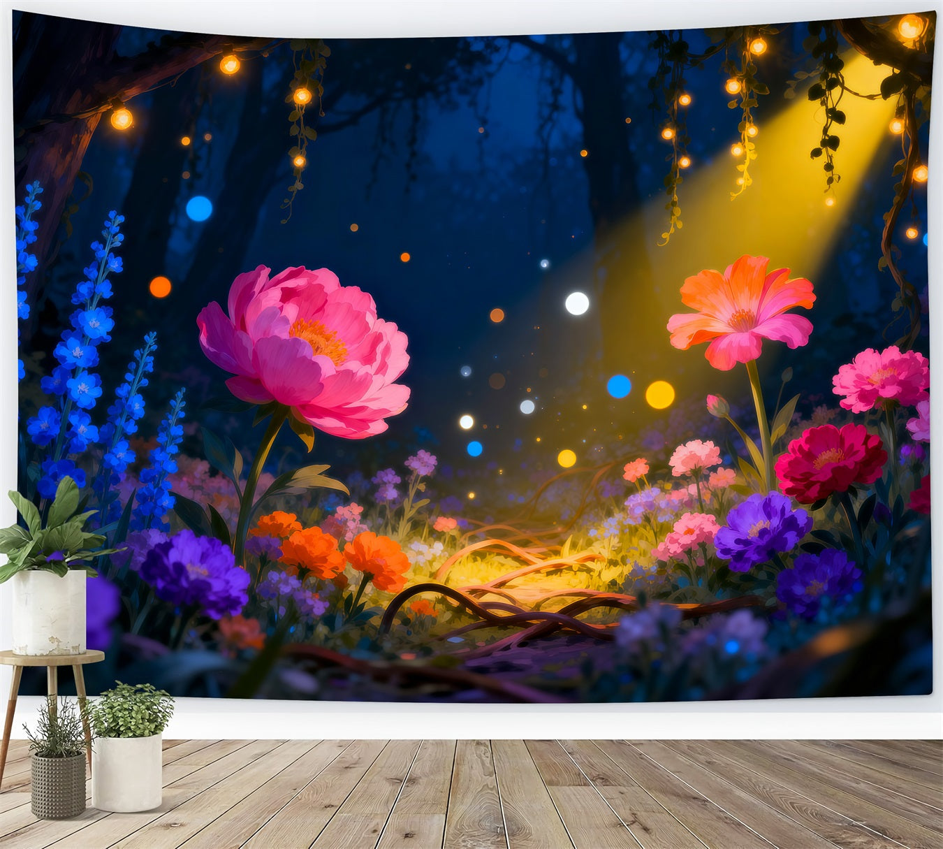 Woodland Forest Backdrop Glowing Wildflower Garden Dream Light Scary Forest Backdrop UK RR63-142
