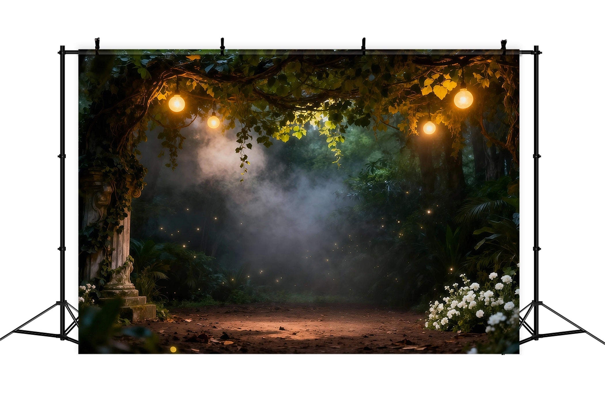 Forest Photo Backdrops Vintage Lantern Misty Secret Garden Spooky Forest Backdrop UK RR63-148