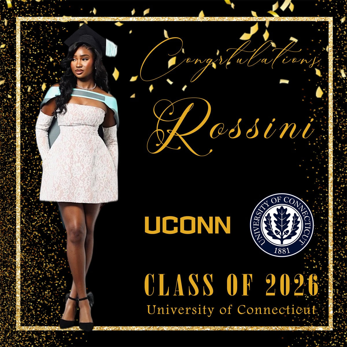 Black Gold Luxury Graduation Backdrop Stylish University Ceremony Customizable Graduation Backdrop UK RR63-36