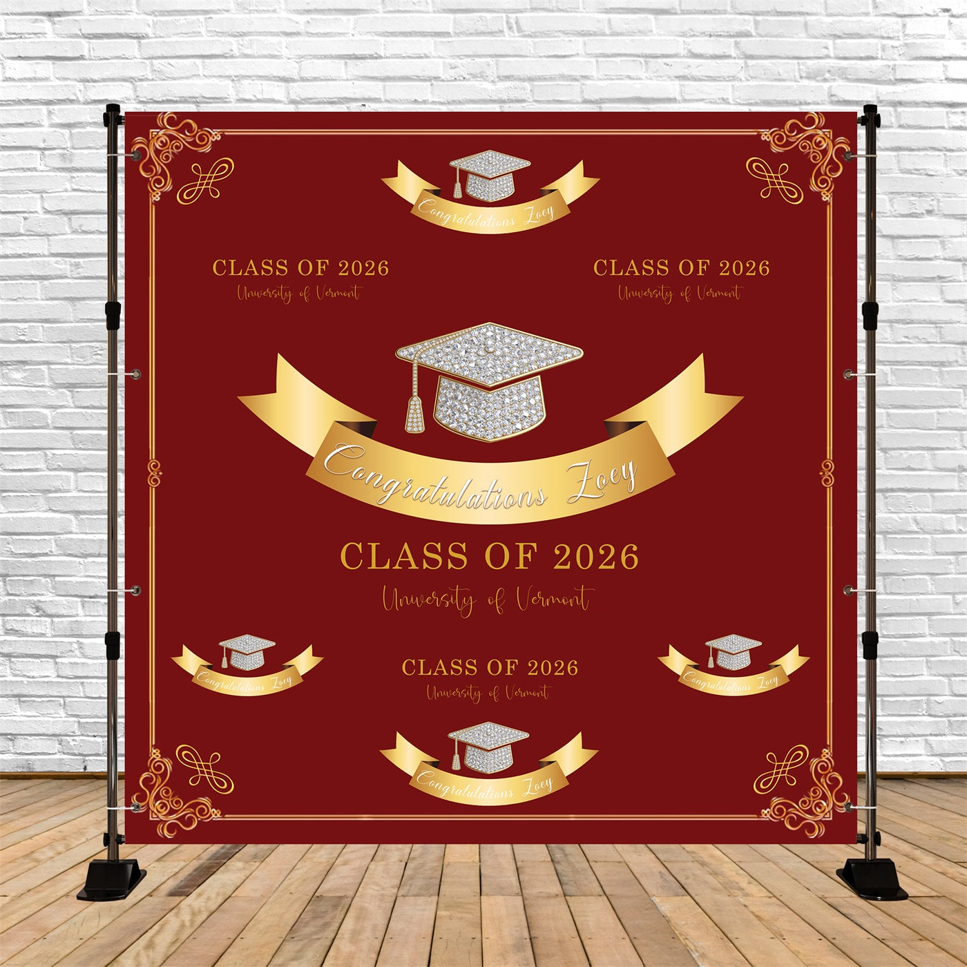 Minimalist Graduation Graduation Backdrop Diamond Accents Celebration Graduate Backdrop UK RR63-48