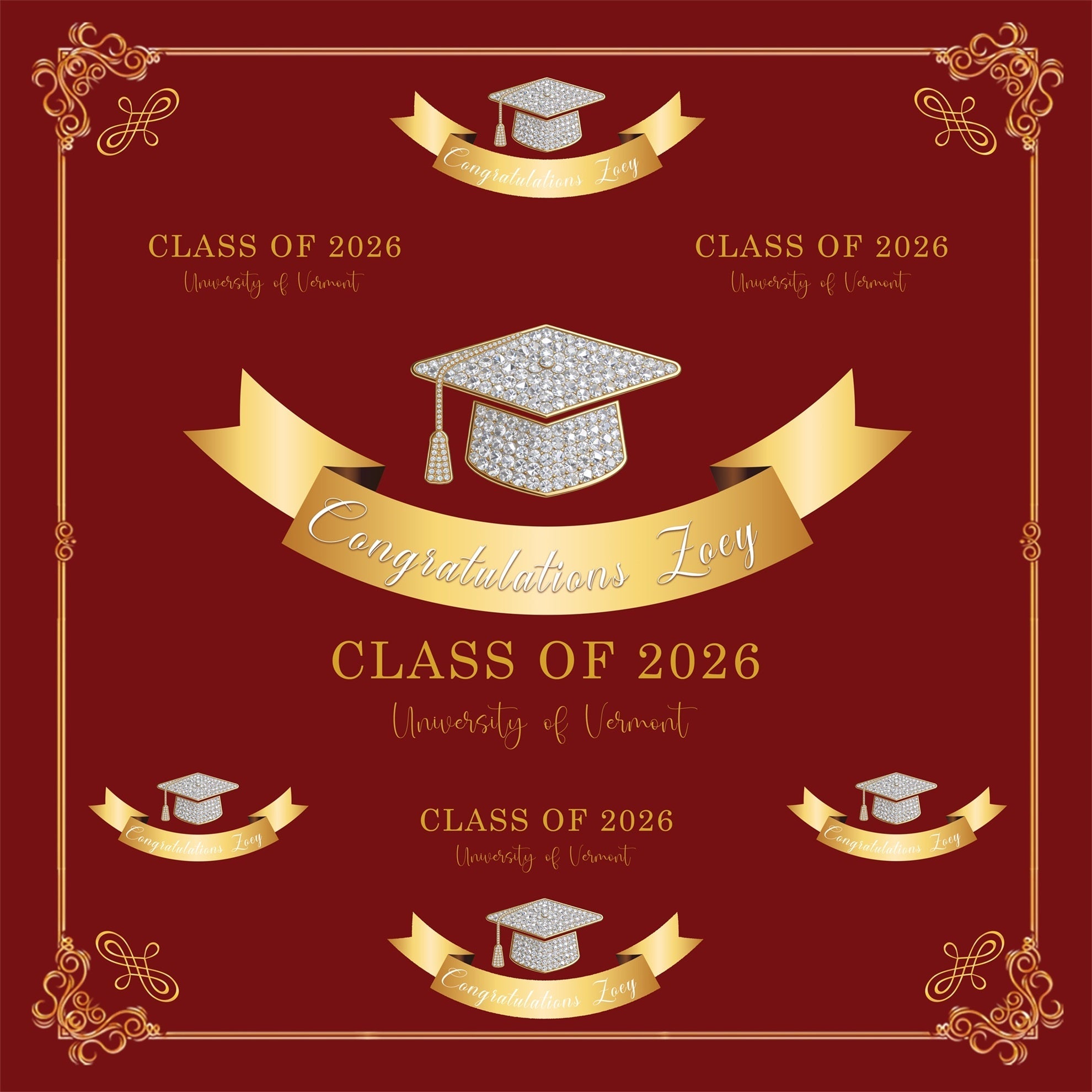 Minimalist Graduation Graduation Backdrop Diamond Accents Celebration Graduate Backdrop UK RR63-48