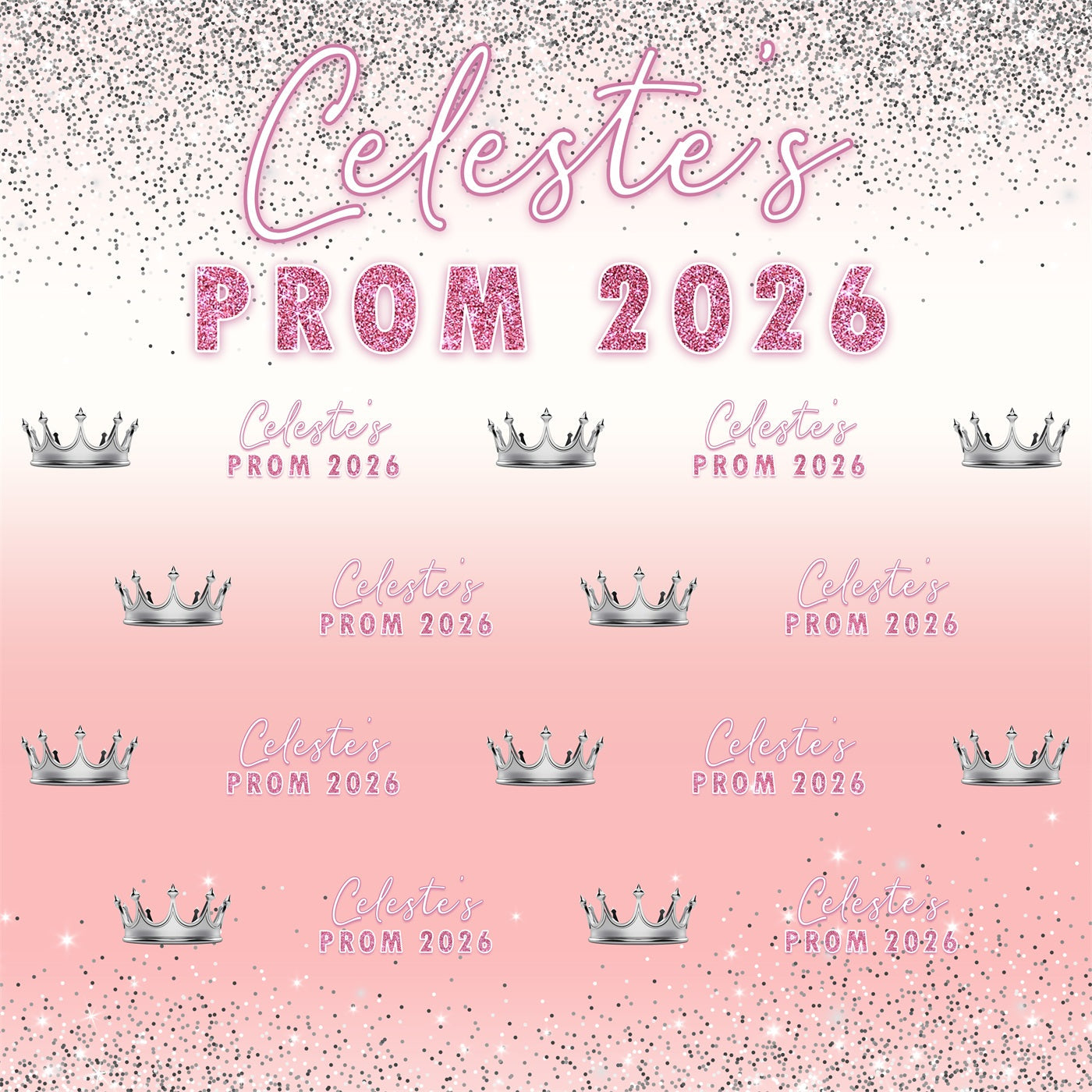 Crown Decor Prom Party Backdrop Crown Accents Pink Celebration Custom Prom Send Off Backdrop UK RR63-55