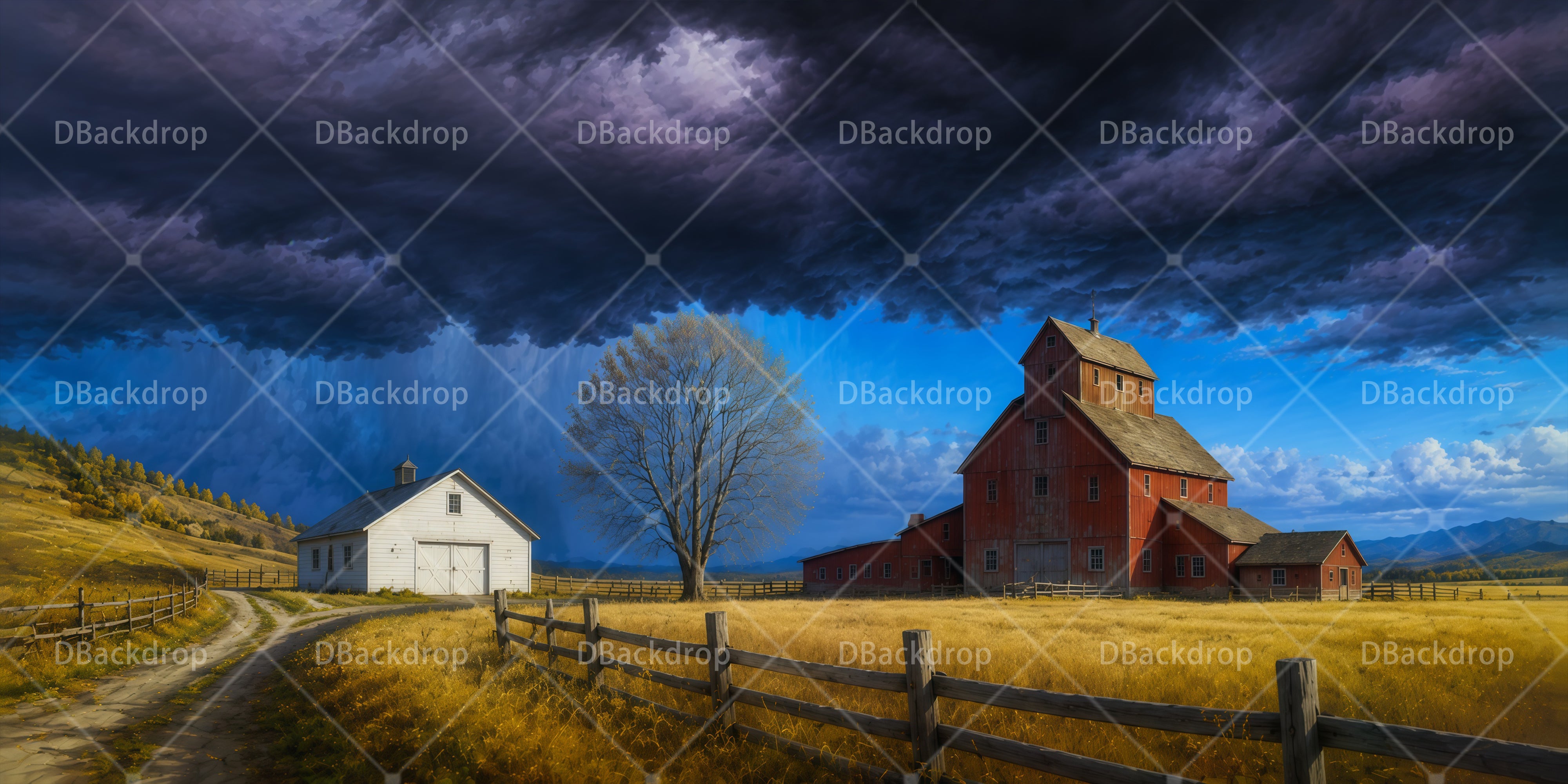 Farm Backdrop Overcast Countryside Magnified VBS Backdrop UK RR65-T14