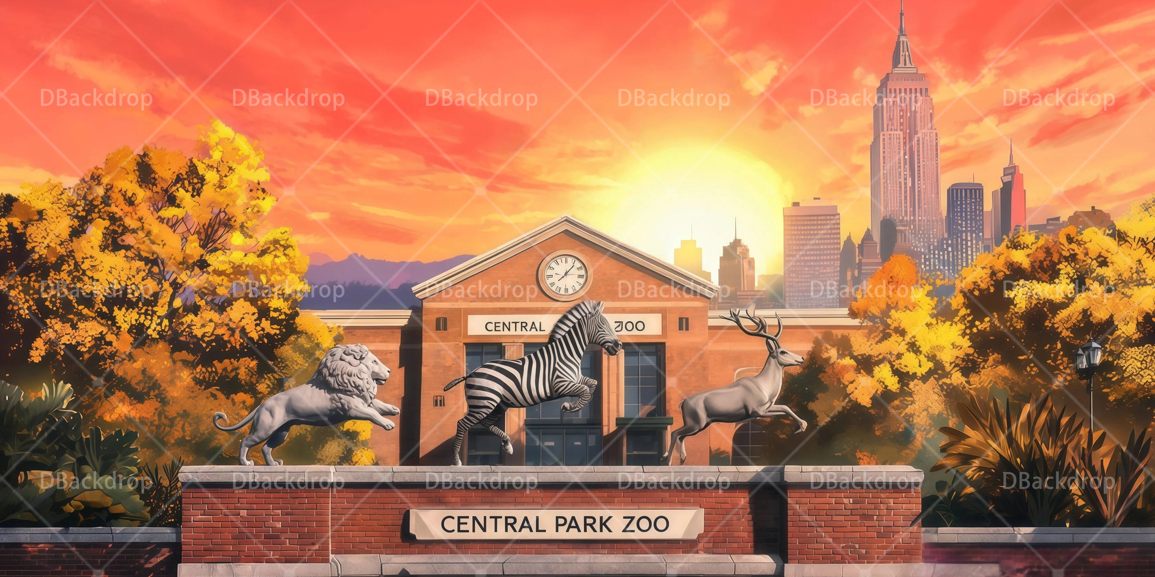 Professional Stage Backdrops City Park Zoo Performance Backdrops UK RR65-T28