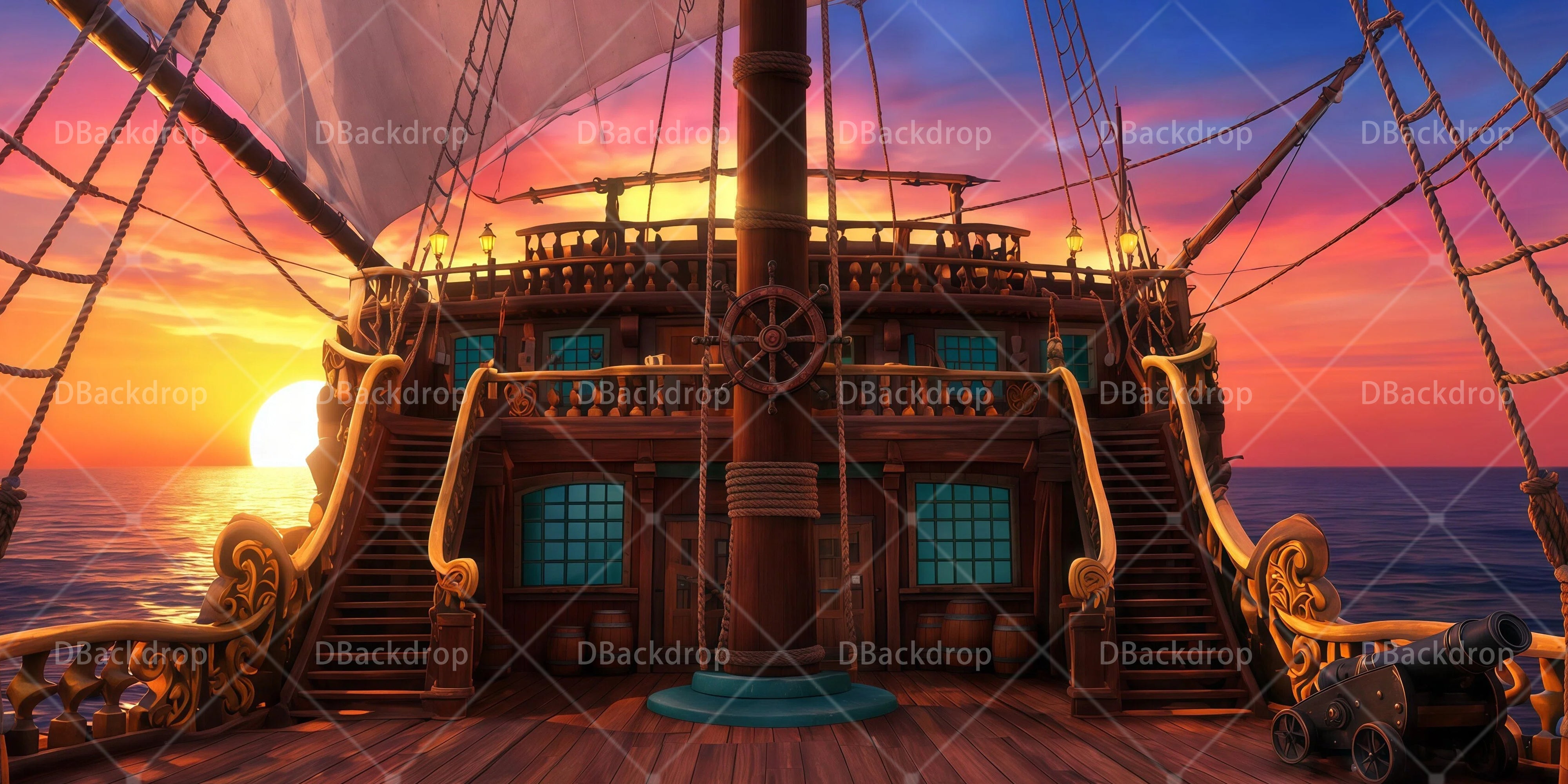 Backdrop For Theater Play NYC Ship Deck Professional Stage Backdrops UK RR65-T30