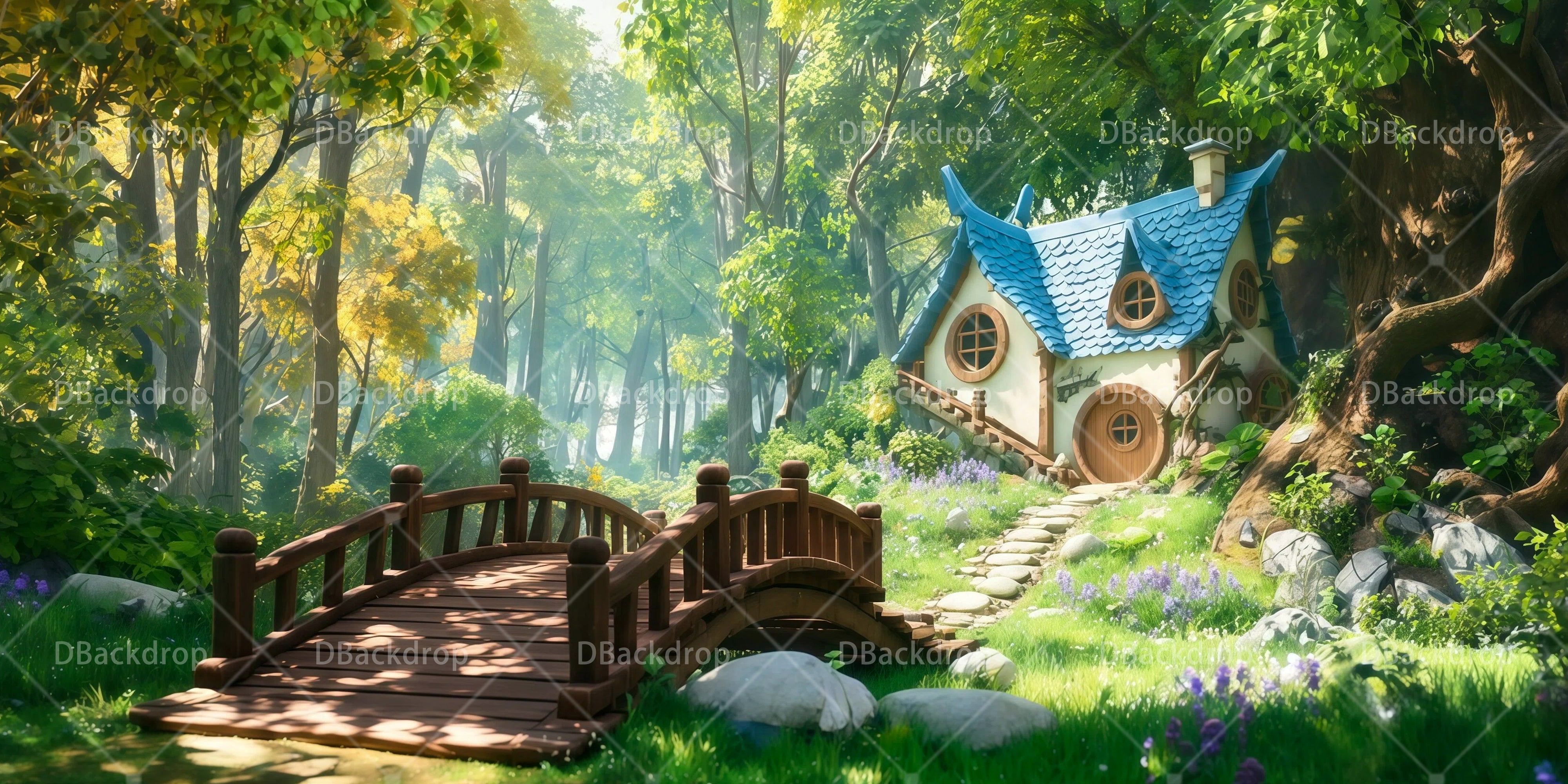 School Play Backdrops Fantasy Forest Cottage Performance Backdrop UK RR65-T65