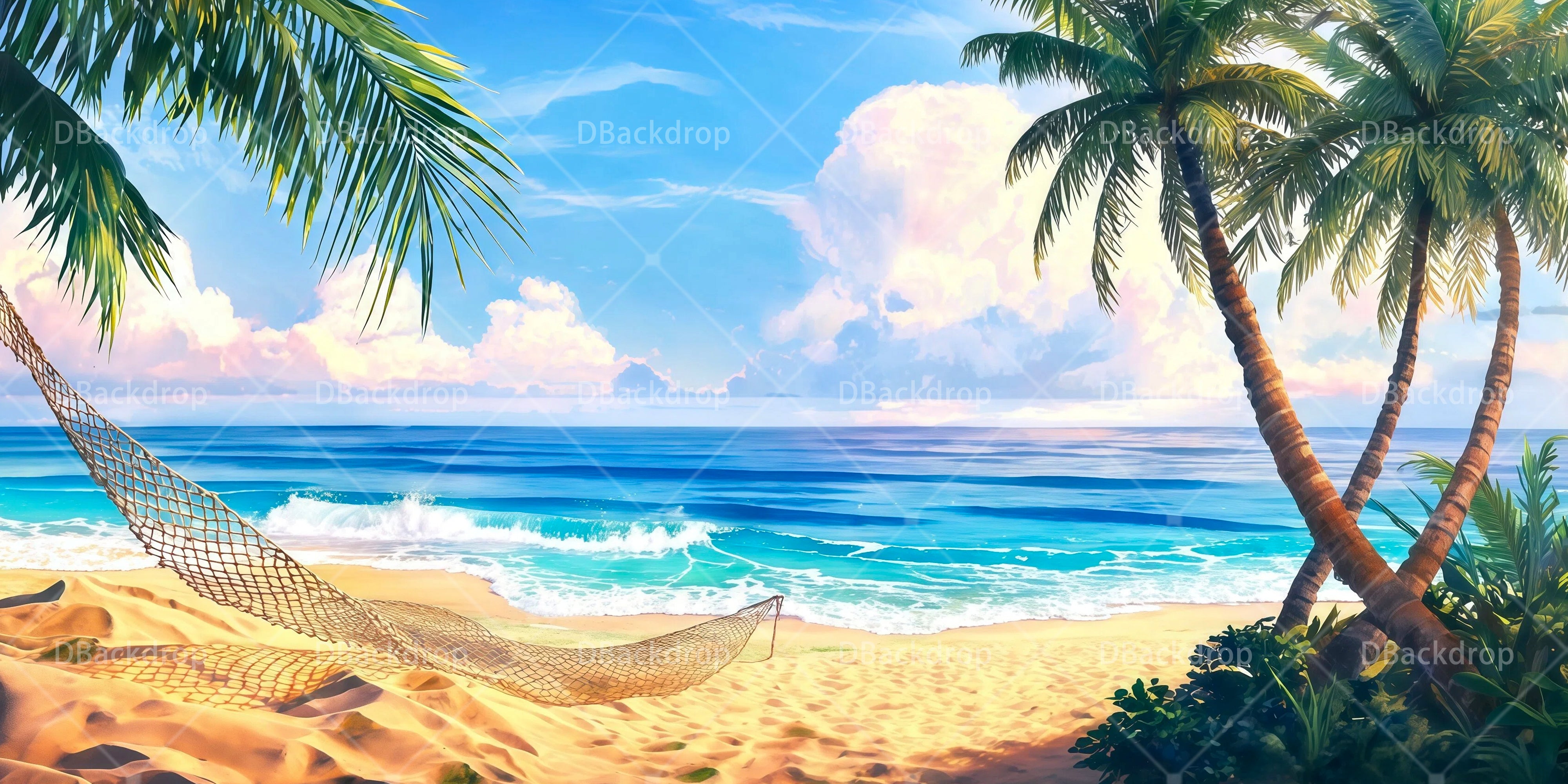 Scenery Backdrops For Theater Palm Trees Beach Stage Backdrop UK RR65-T68