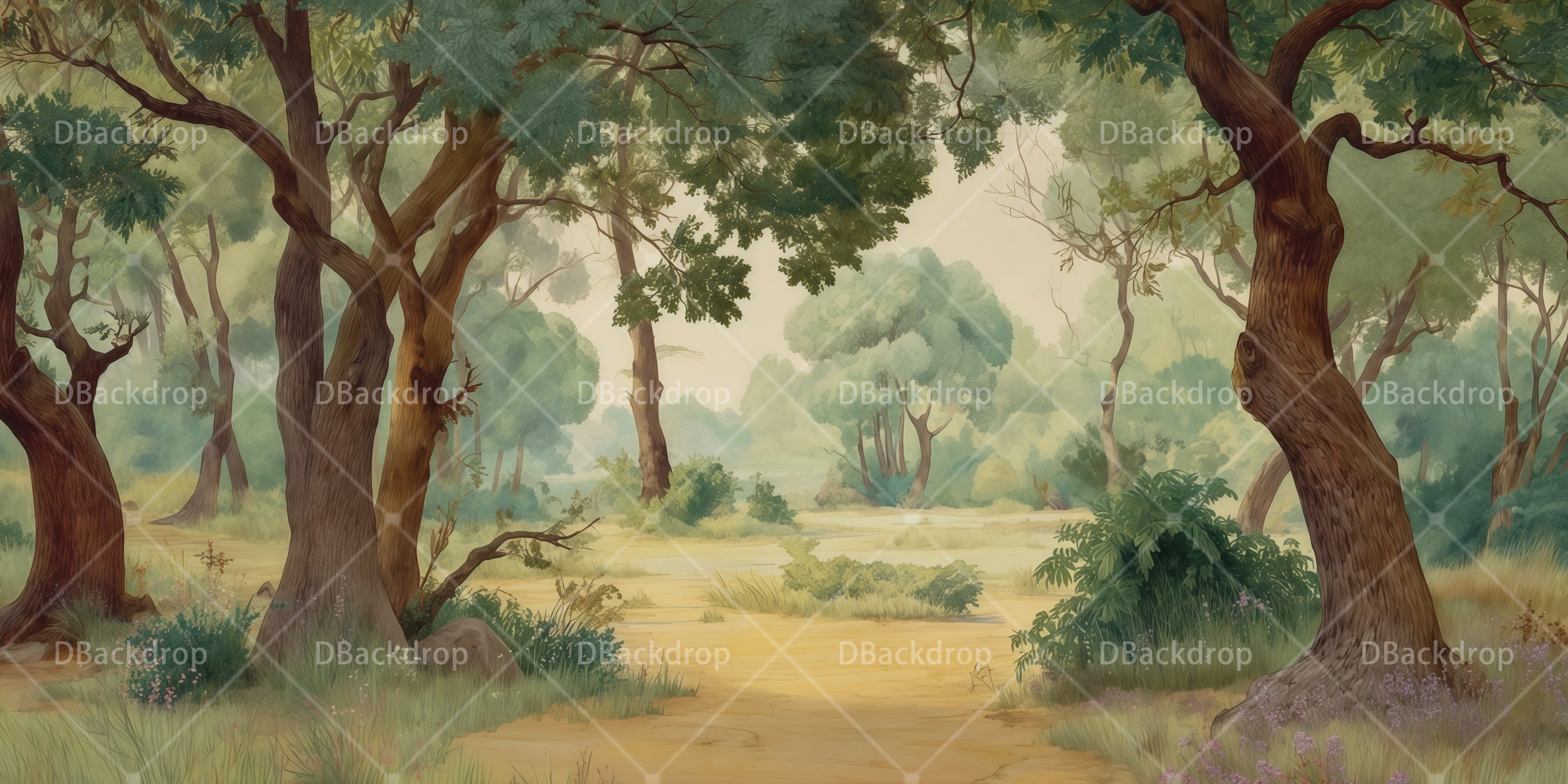 Forest Stage Backdrop Fairy Tale Forest School Play Backdrops UK RR65-T93
