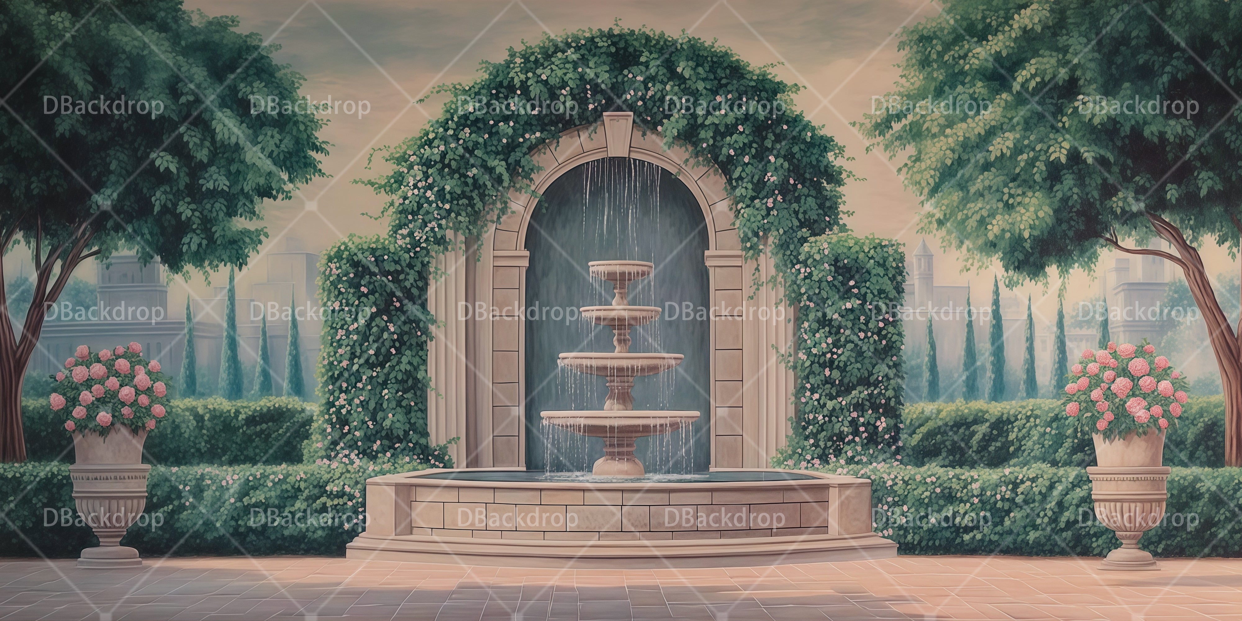 Stage Backdrops For Sale Garden Fountain Theater UK Backdrops RR66-T12