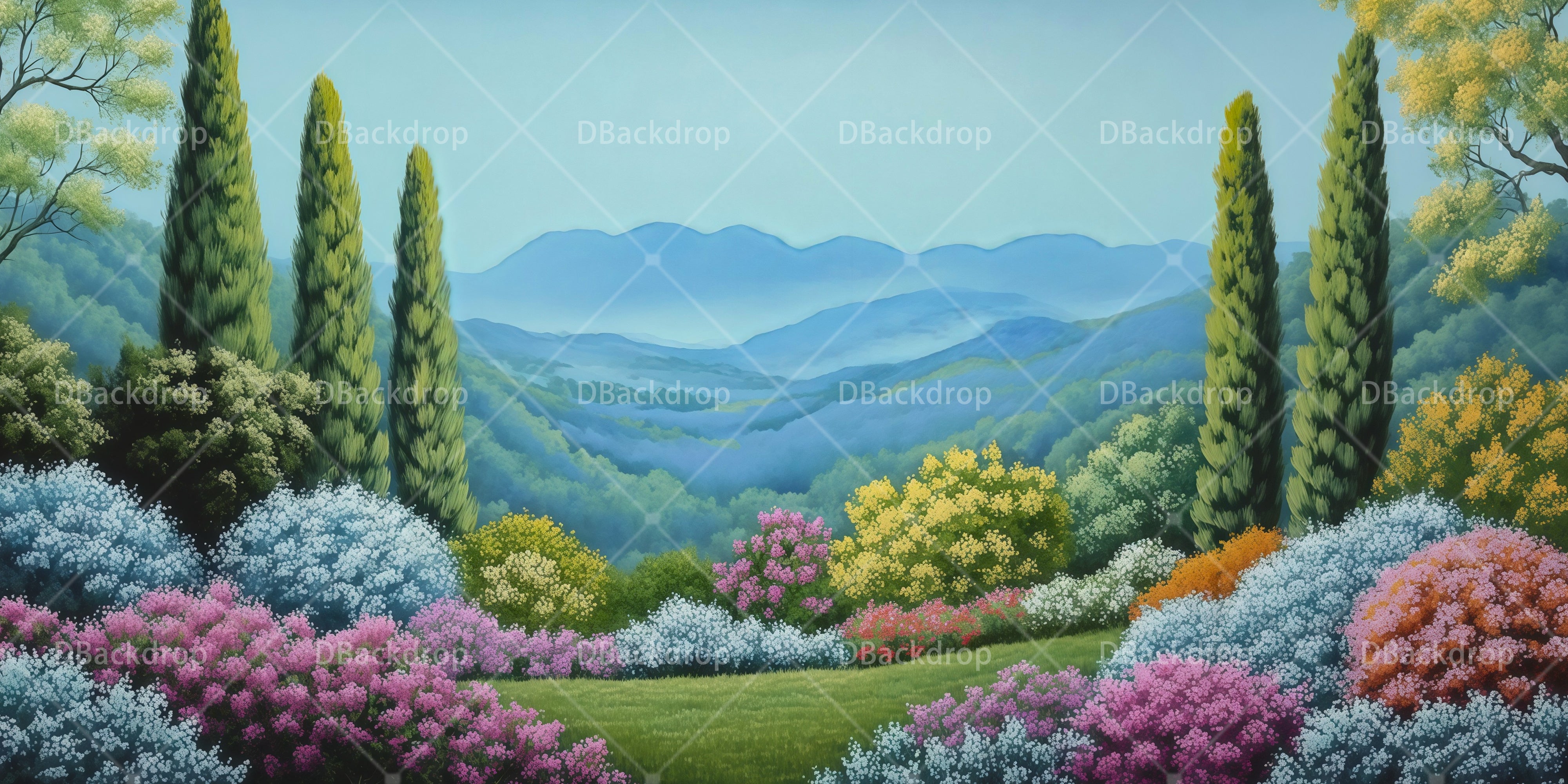 Scenery Backdrops For Theater Colorful Garden UK Stage Backdrops RR66-T19