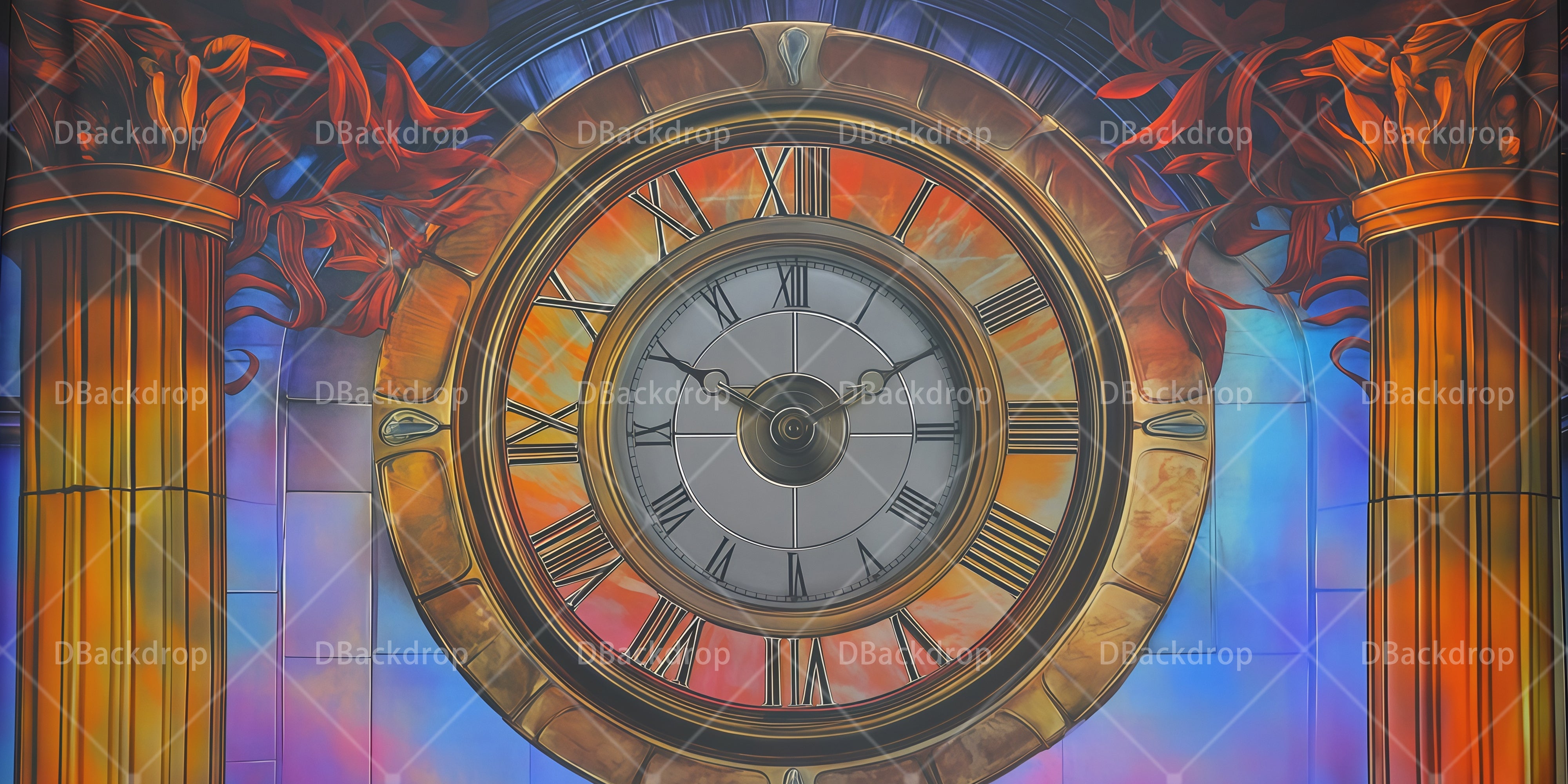 Backdrop Theater Retro Clock Professional Stage Backdrops UK RR66-T5