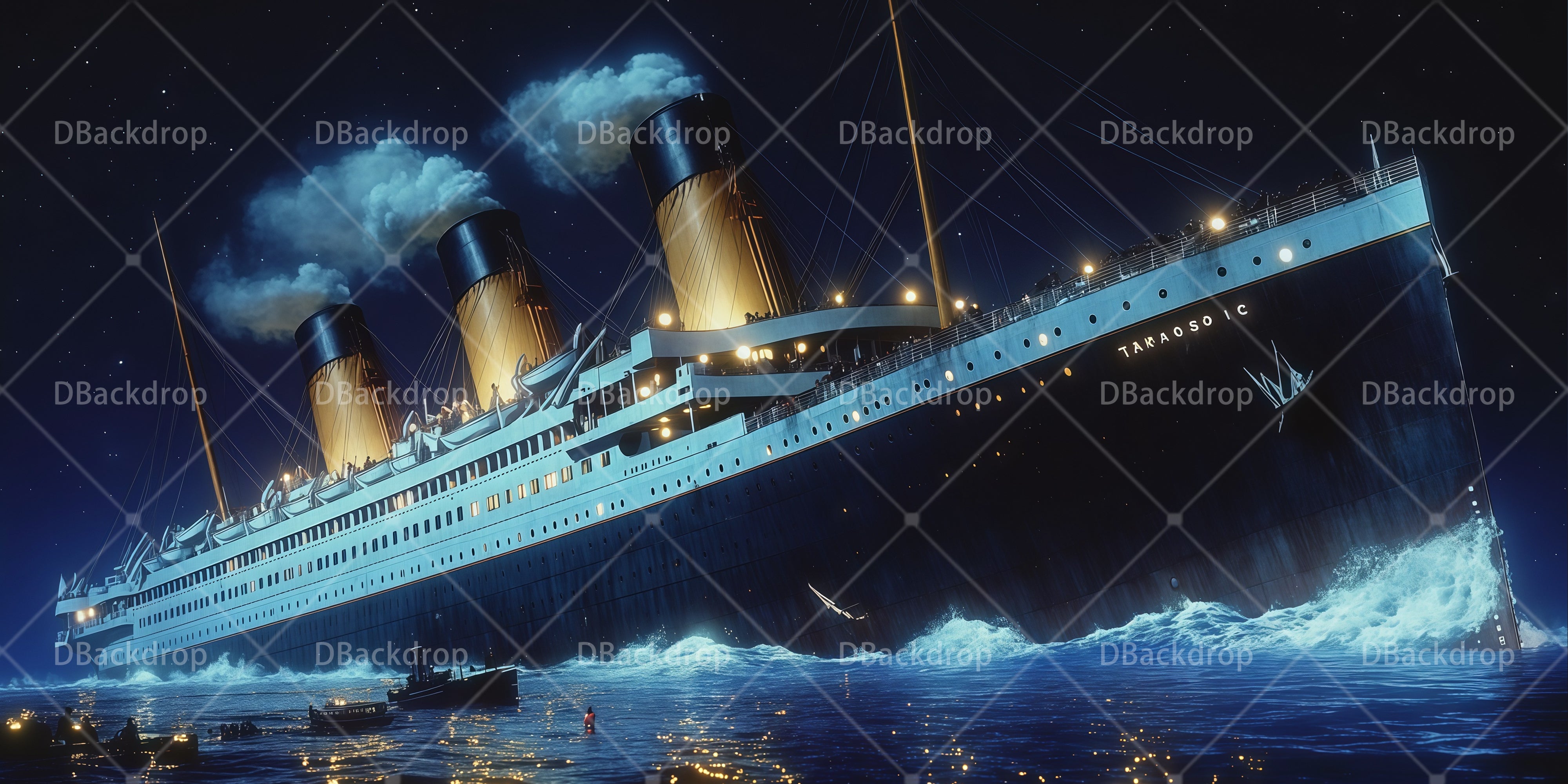 Theater Stage Backdrops Titanic Sinking Night UK Scenic Backdrops RR66-T65