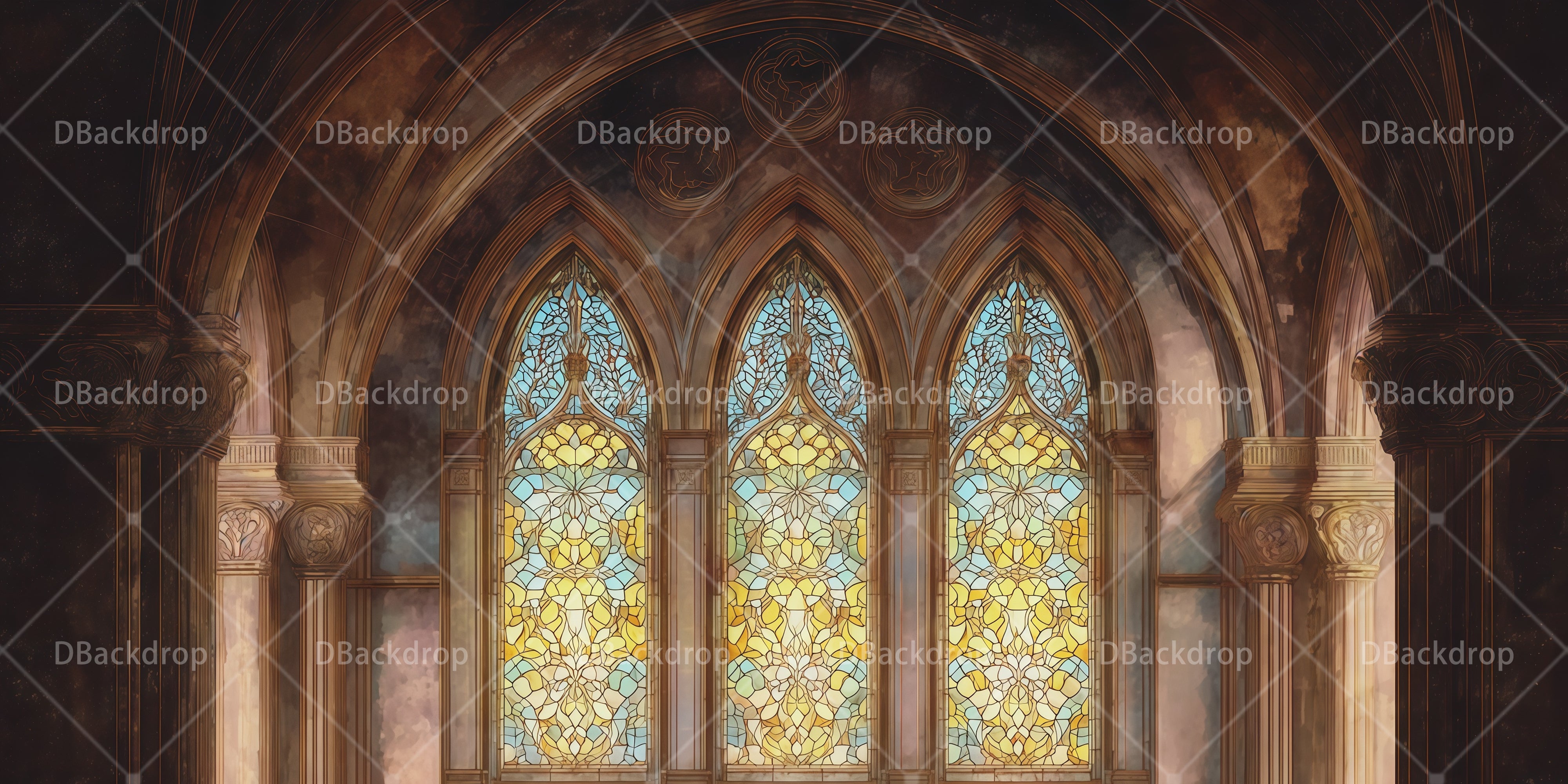 Church Stage Backdrops Gothic Church Backdrop UK Theater RR66-T78