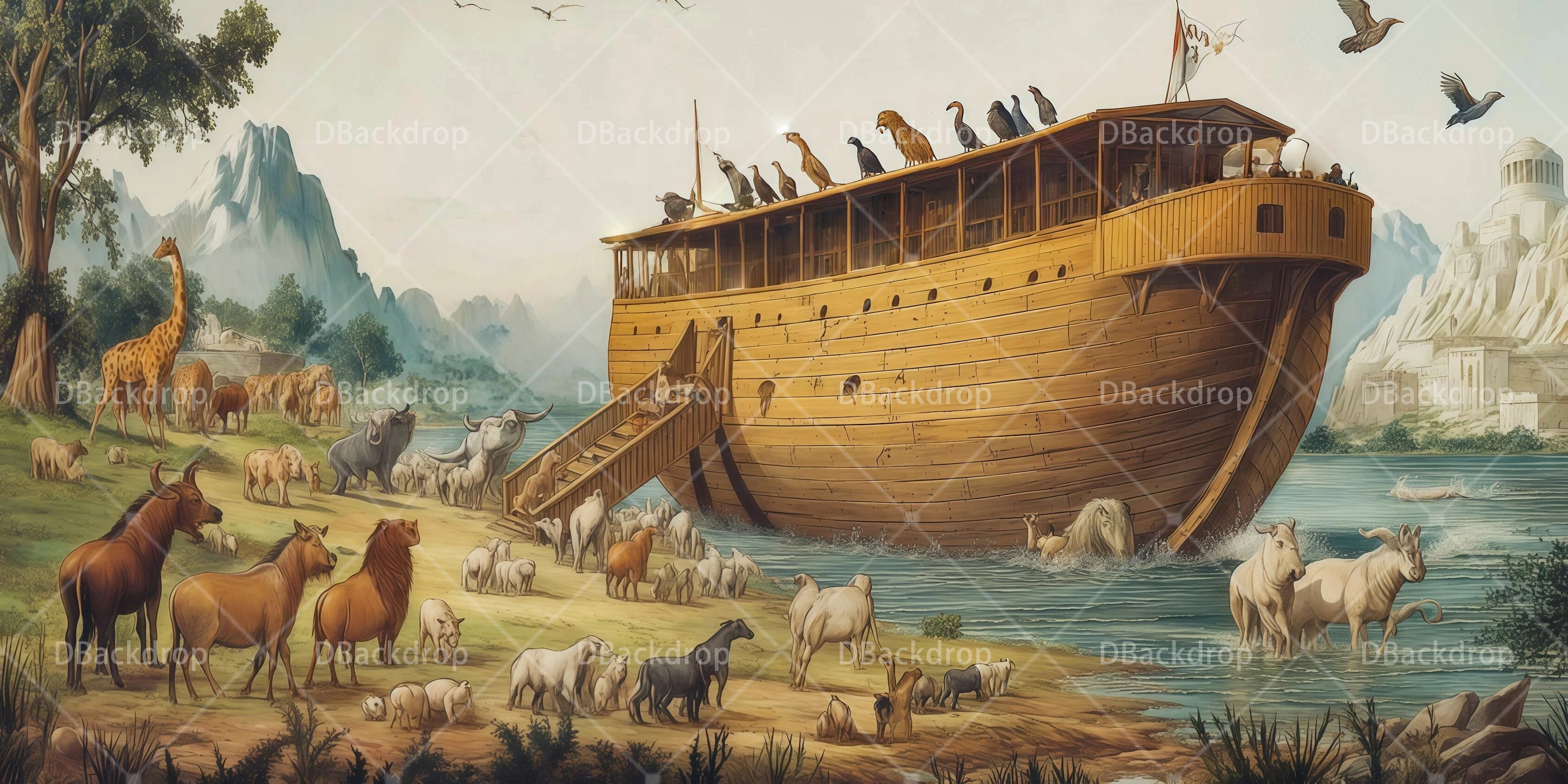 School Play Backdrops Animals Boarding Ark Performance UK Backdrop RR66-T84