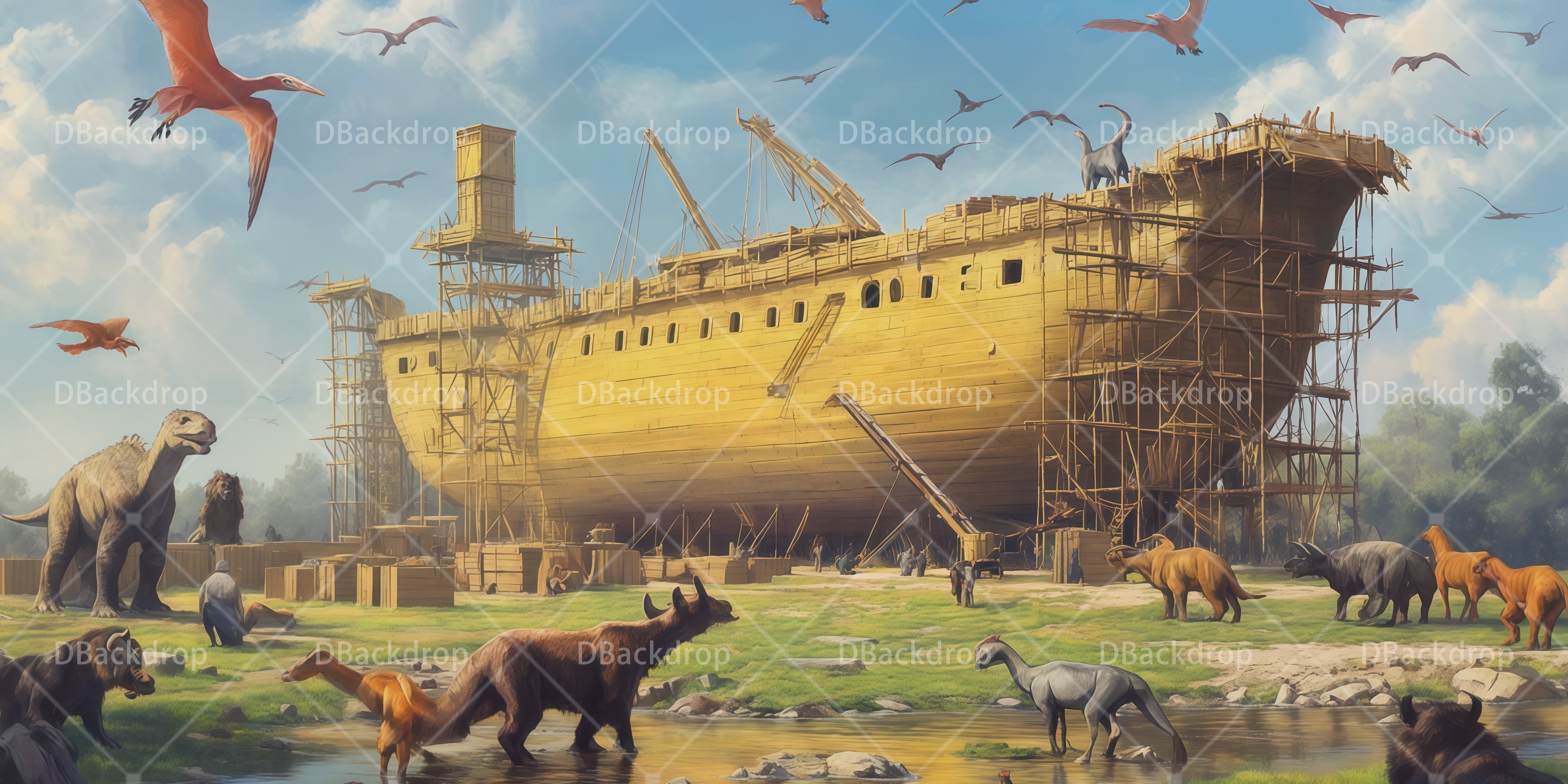Large Stage Backdrops Noah Ark Construction UK Backdrop For Theater RR66-T86