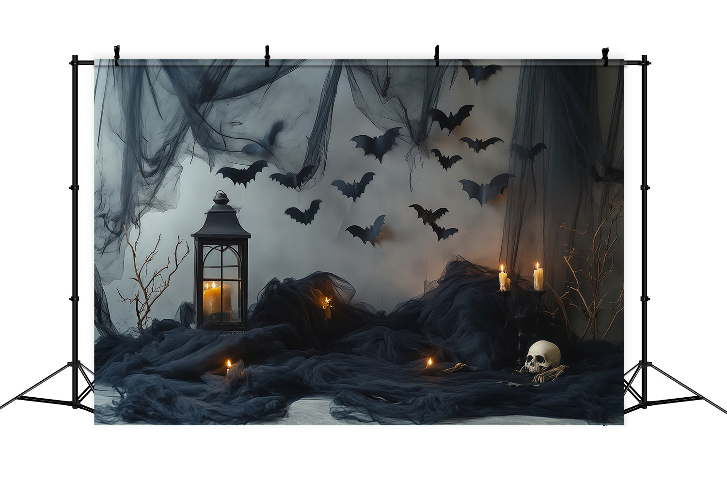 Halloween Backdrop Photos Dark Bat Candle Drapes DIY Halloween Photo Backdrop UK RR67-100