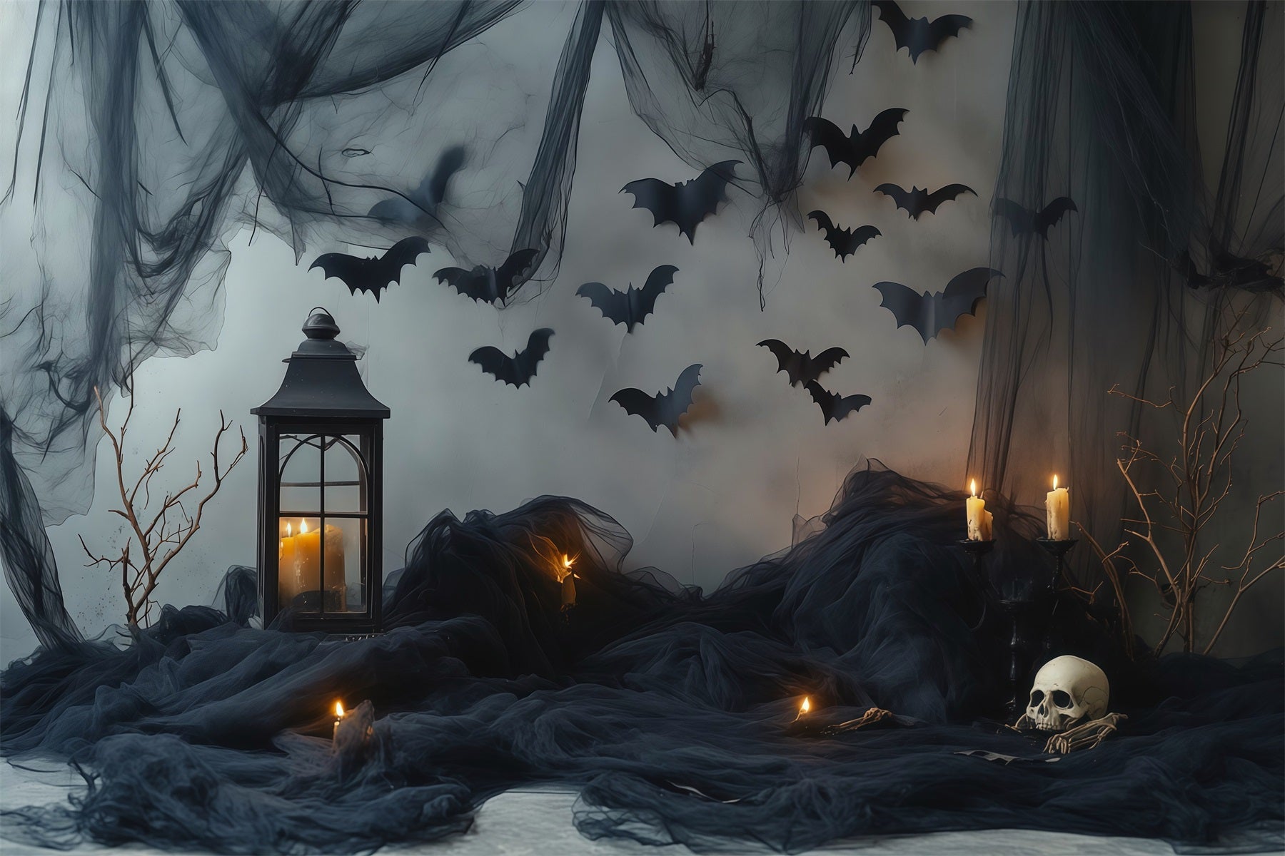 Halloween Backdrop Photos Dark Bat Candle Drapes DIY Halloween Photo Backdrop UK RR67-100