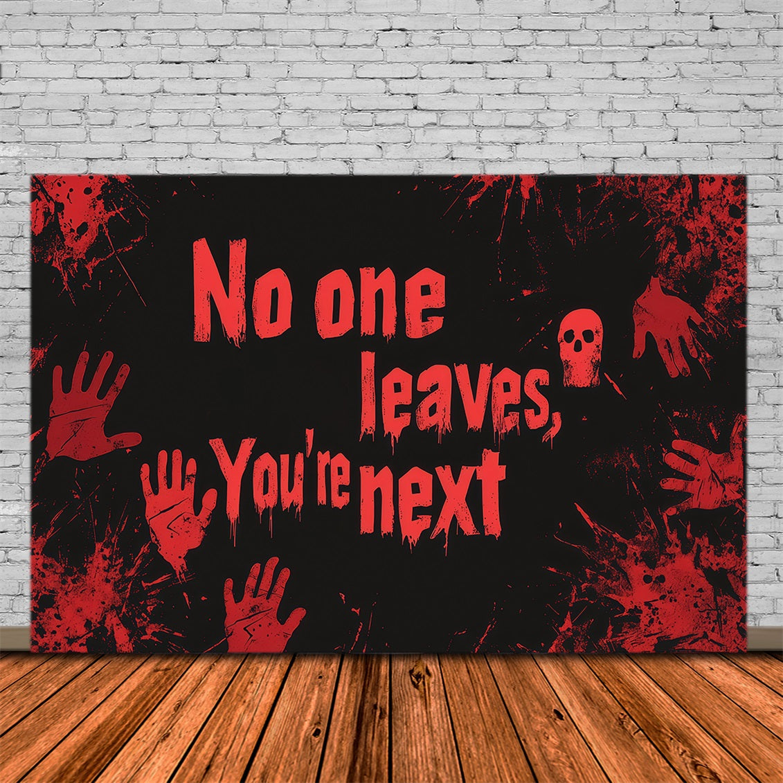 Halloween Bloody Backdrop Ghoic Warning Handprints Wall Halloween Backdrops UK RR67-102