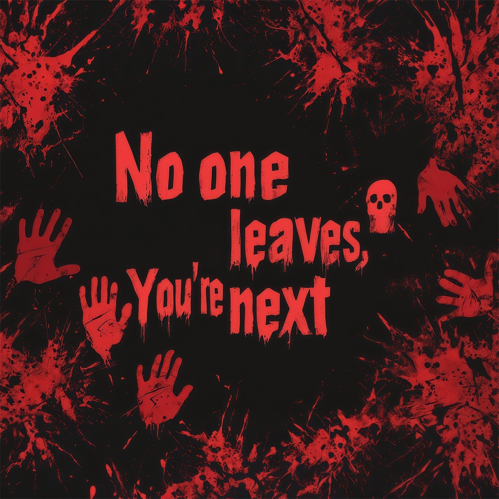 Halloween Bloody Backdrop Ghoic Warning Handprints Wall Halloween Backdrops UK RR67-102
