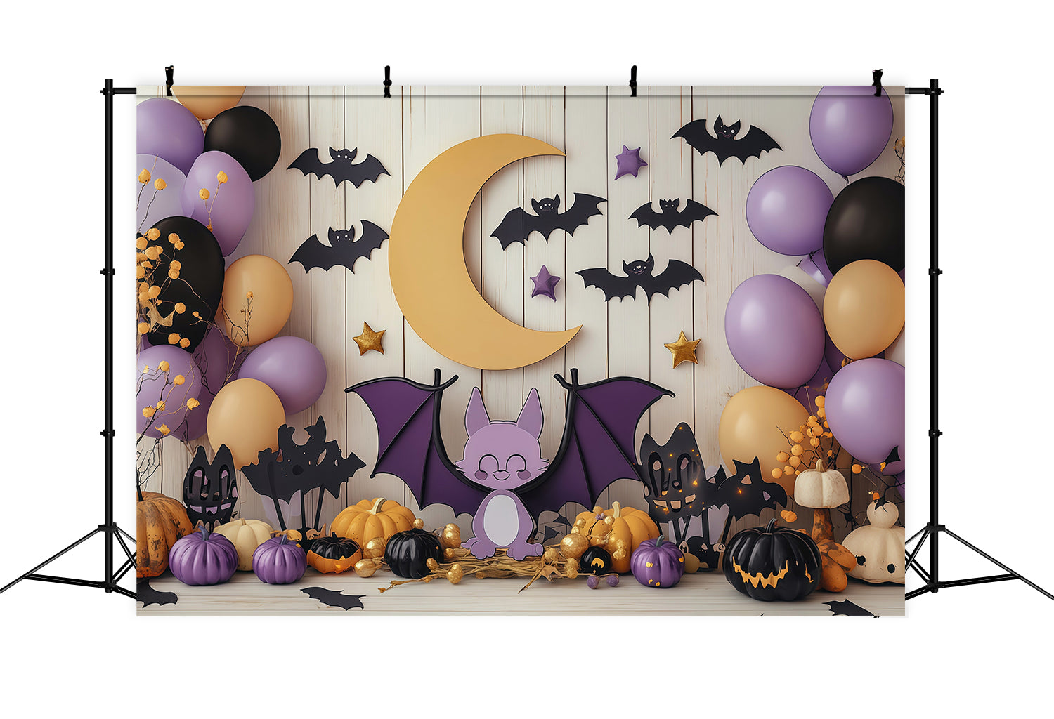 Cute Halloween Backdrops Bat Moon Balloon Party Halloween Backdrops Scene Setters UK RR67-106