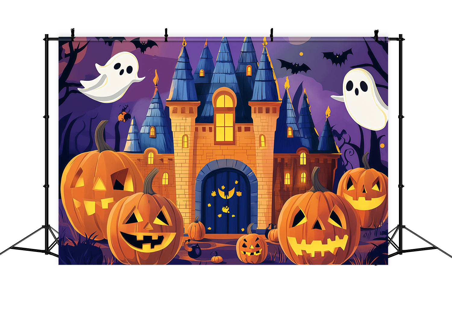 Halloween Cardboard Backdrops Ghost Castle Pumpkin Night Halloween Photography Backdrop UK RR67-119