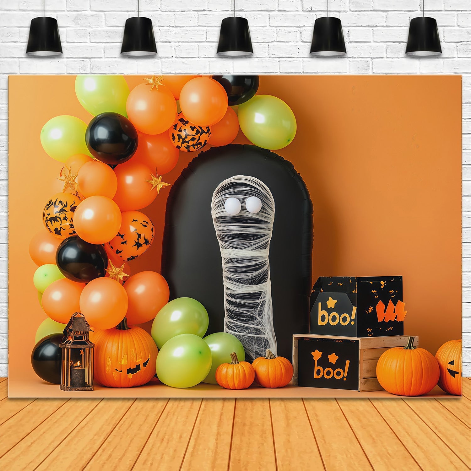 Halloween Picture Backdrops Mummy Balloon Pumpkin Party Halloween Birthday Backdrop UK RR67-126