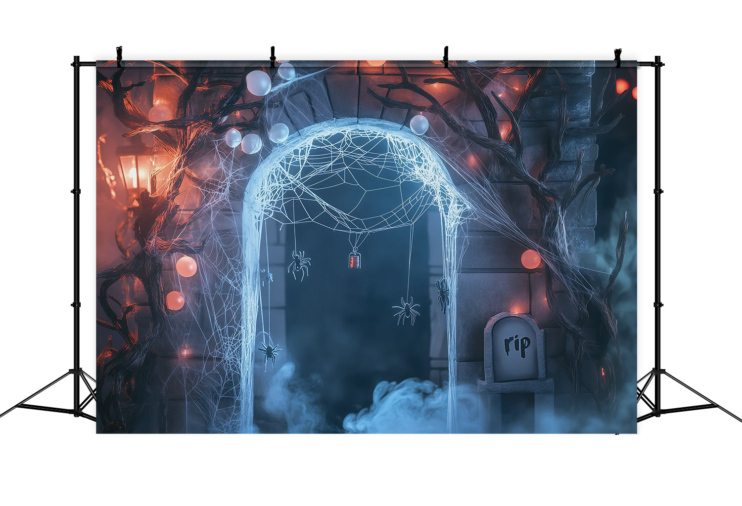 Diy Halloween Backdrop Ideas Cobweb Spider Graveyard Arch Scary Backdrops For Halloween UK RR67-131
