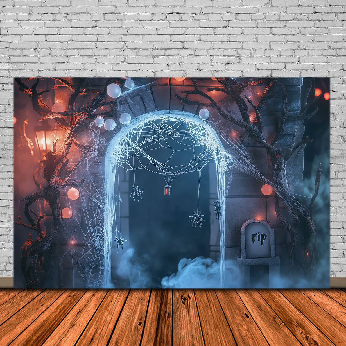 Diy Halloween Backdrop Ideas Cobweb Spider Graveyard Arch Scary Backdrops For Halloween UK RR67-131