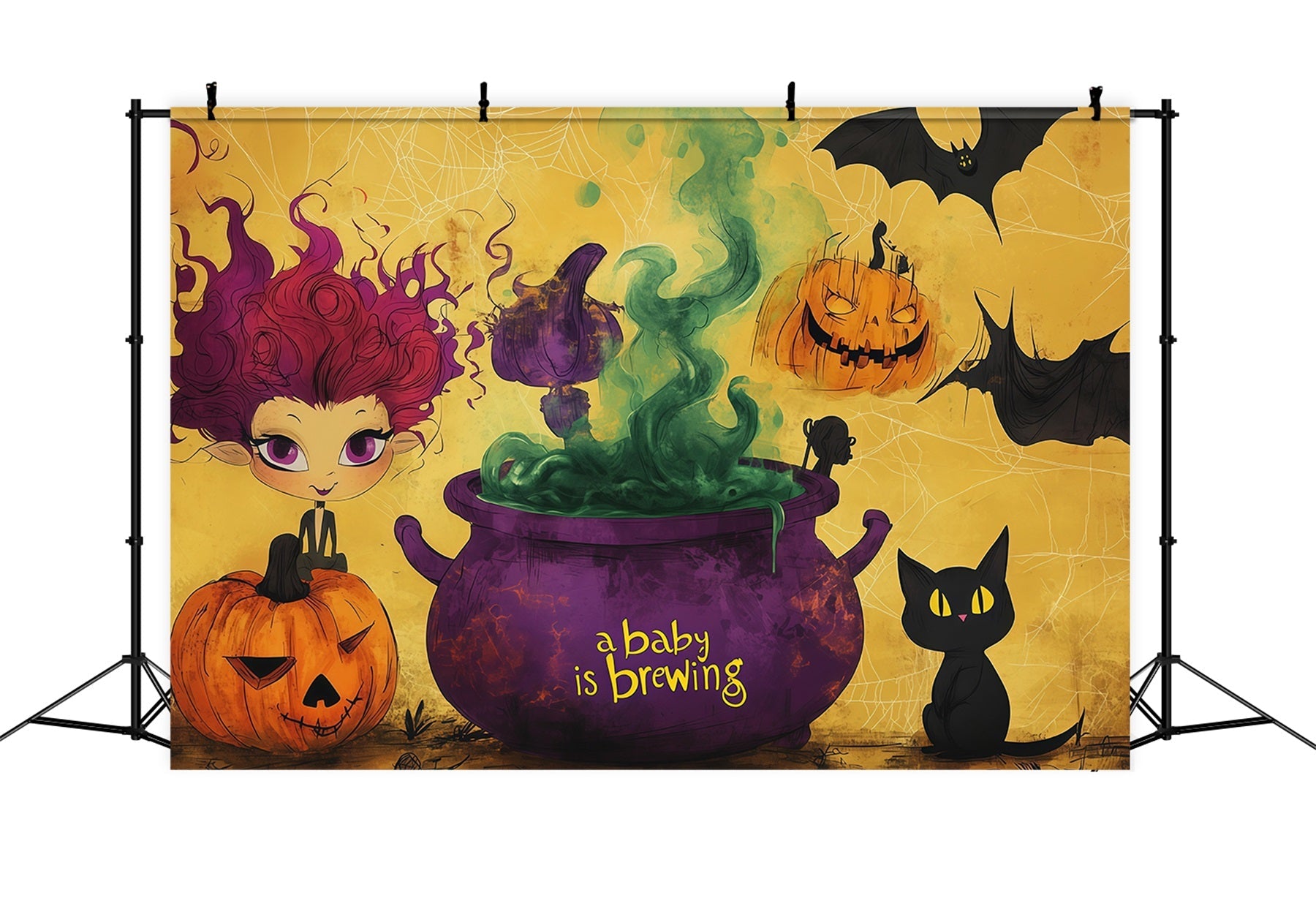 Halloween Baby Shower Backdrop Baby Witch Brewing Celebration Photography Halloween Backdrop UK RR67-135