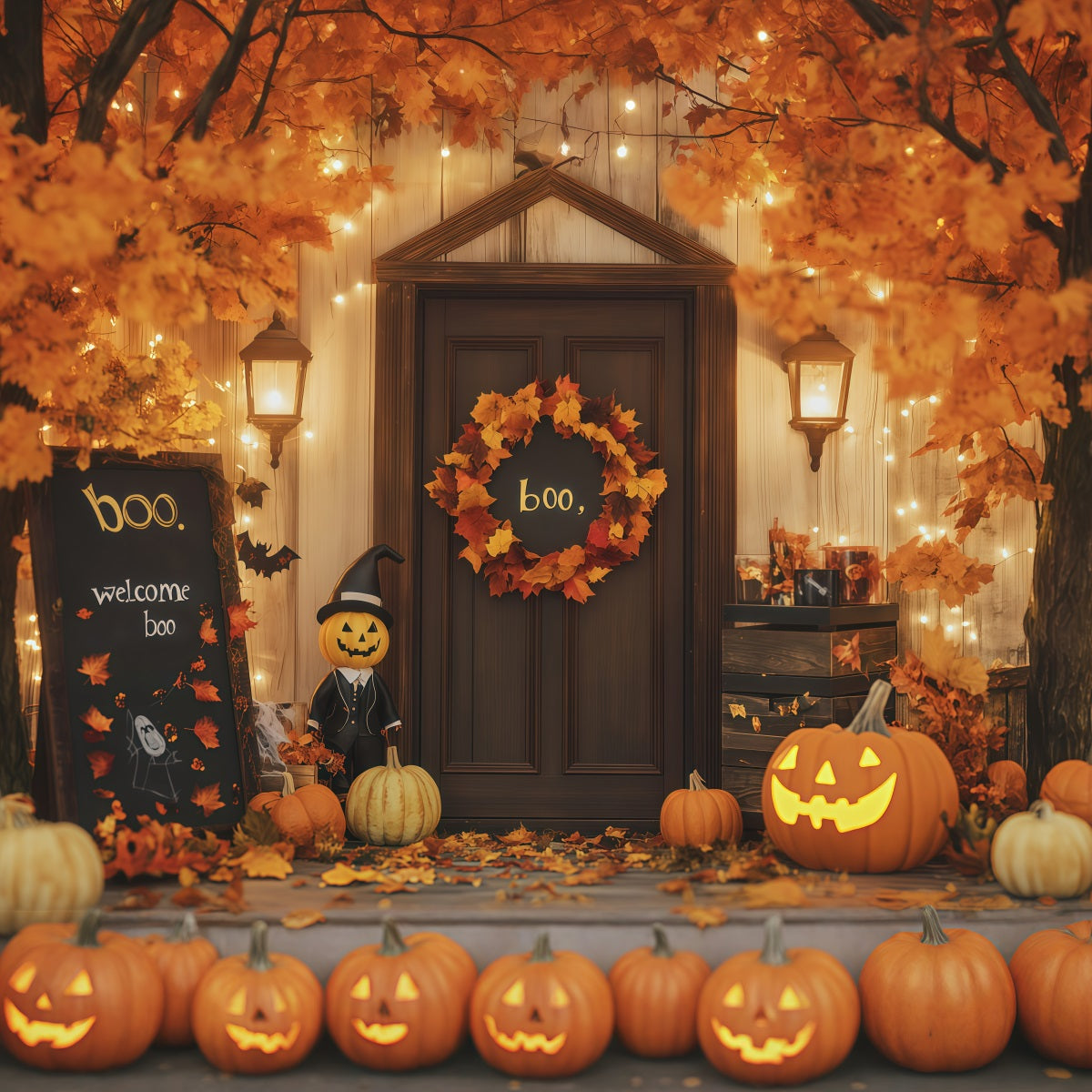 Diy Halloween Photo Booth Backdrop Pumpkin Doorway Welcome 10x10 Halloween Backdrop UK RR67-140