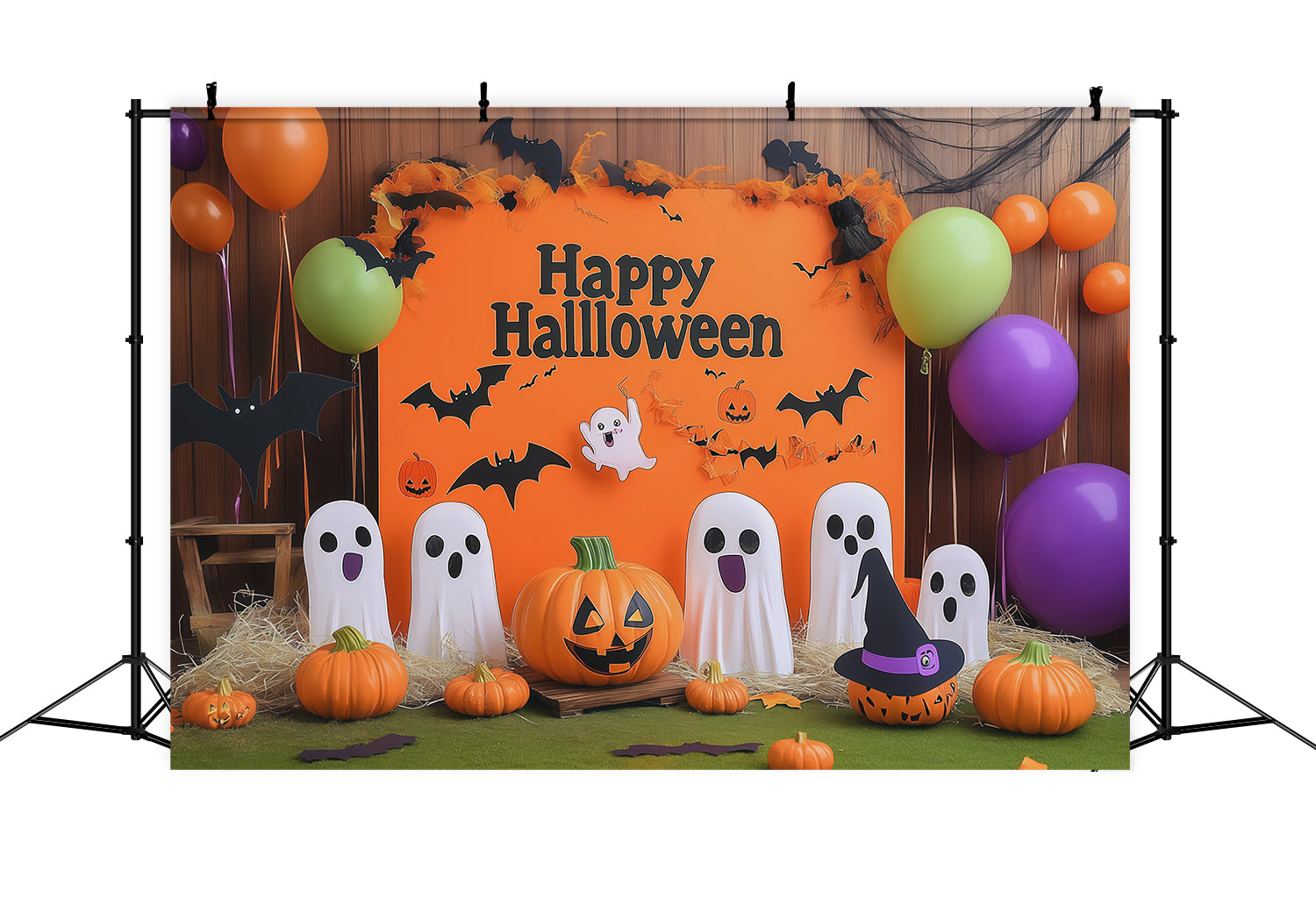 Halloween Party Picture Backdrop Cheerful Ghost Pumpkin Halloween Backdrop UK RR67-150