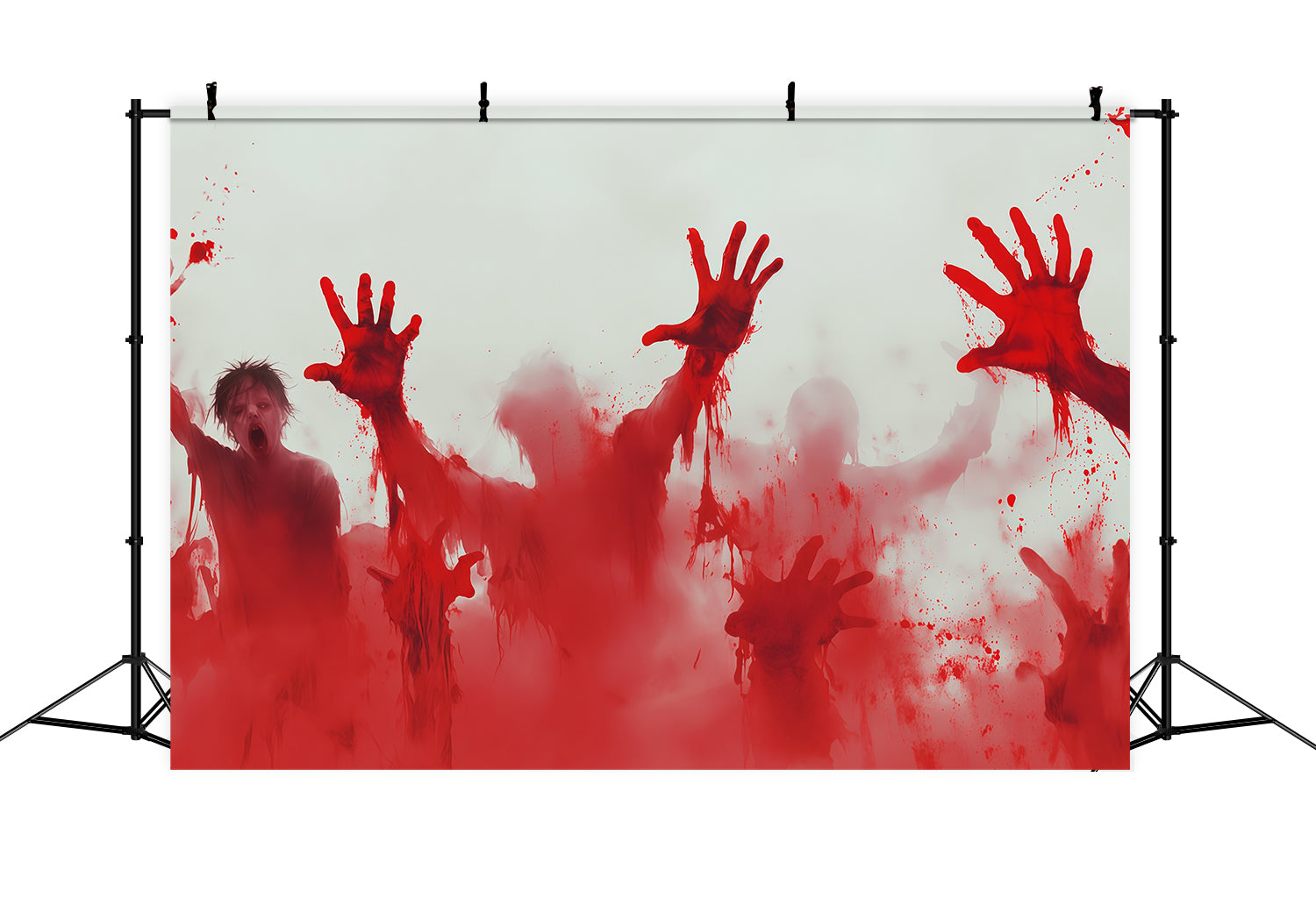 Halloween Bloody Backdrop Bloody Zombie Handprints Attack Halloween Backdrops UK RR67-151