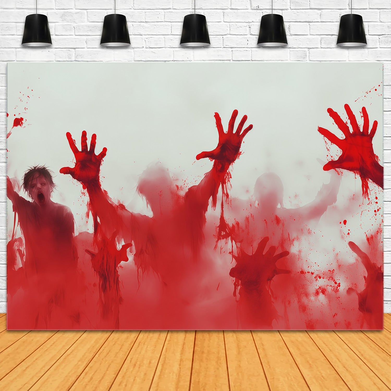 Halloween Bloody Backdrop Bloody Zombie Handprints Attack Halloween Backdrops UK RR67-151