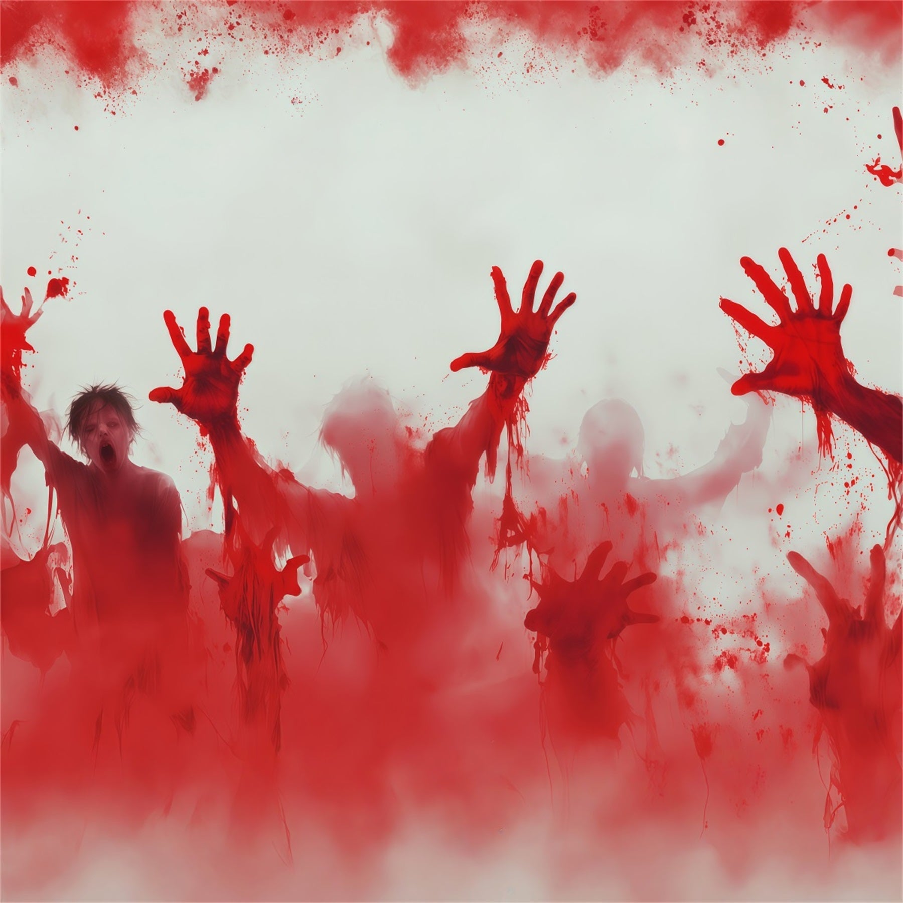 Halloween Bloody Backdrop Bloody Zombie Handprints Attack Halloween Backdrops UK RR67-151