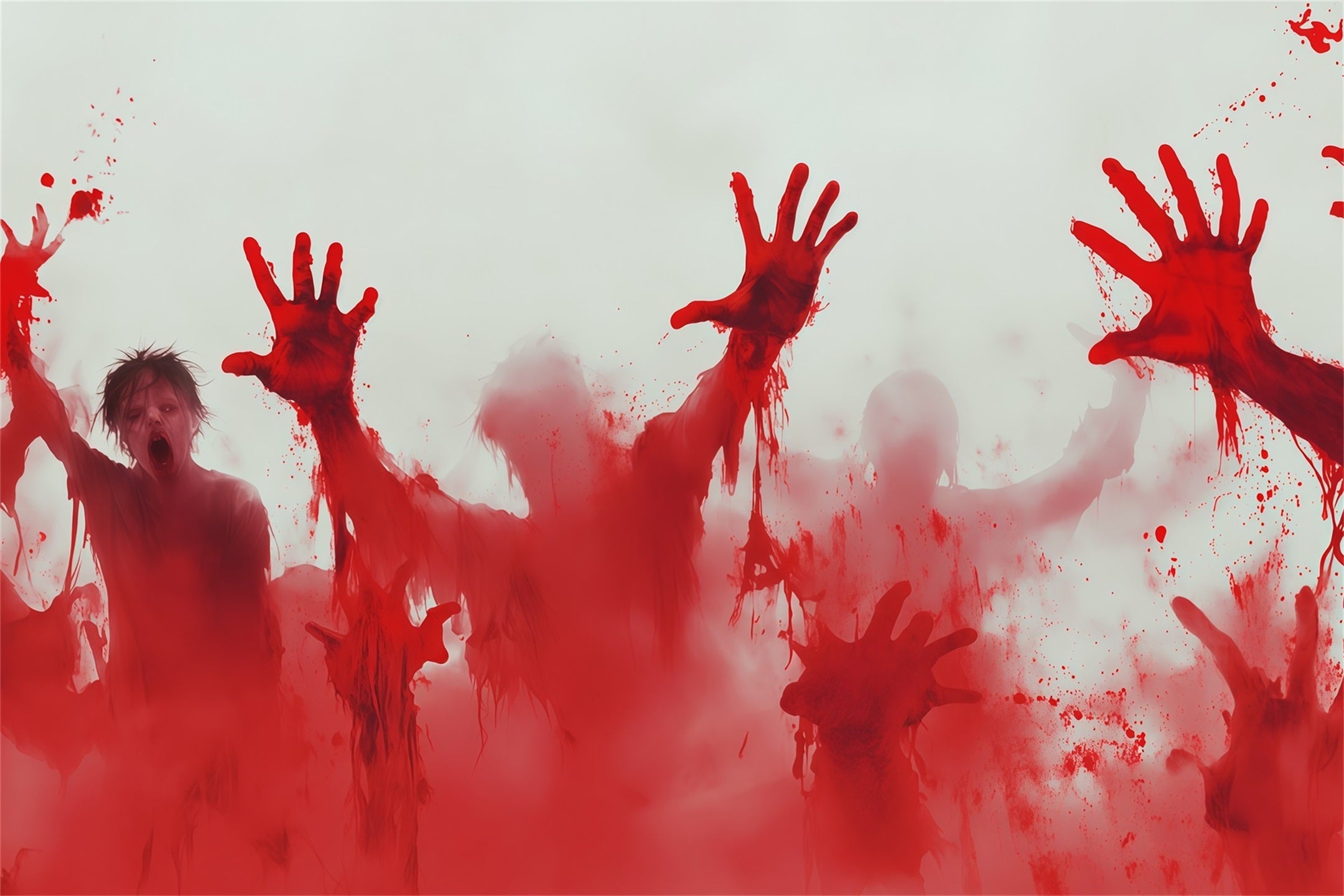 Halloween Bloody Backdrop Bloody Zombie Handprints Attack Halloween Backdrops UK RR67-151