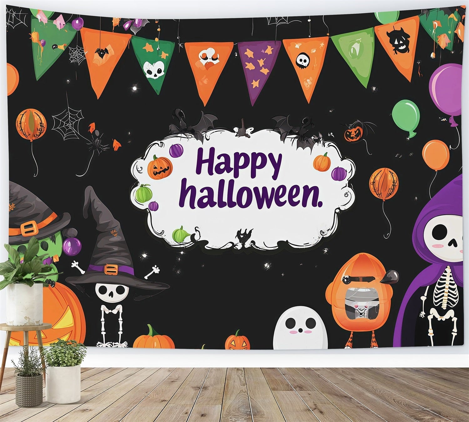 Halloween Party Backdrops Cute Skeleton Pumpkin Celebration Halloween Photo Booth Backdrop UK RR67-156