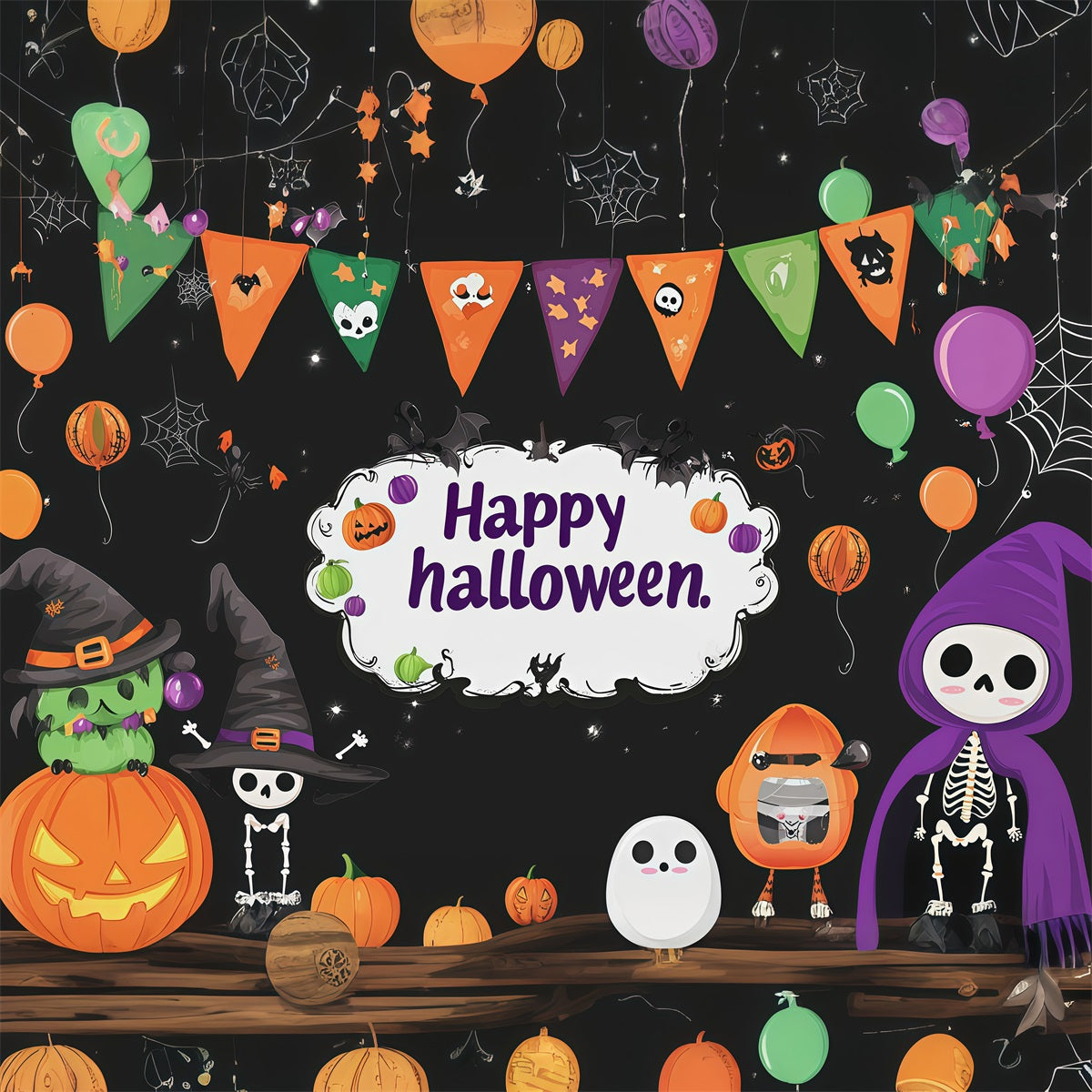 Halloween Party Backdrops Cute Skeleton Pumpkin Celebration Halloween Photo Booth Backdrop UK RR67-156