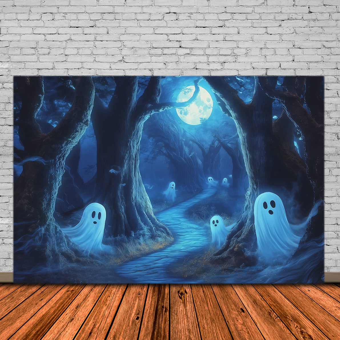 Ghost Backdrop Tapestry Moonlit Forest Path Extra Large Halloween Backdrop UK RR67-162