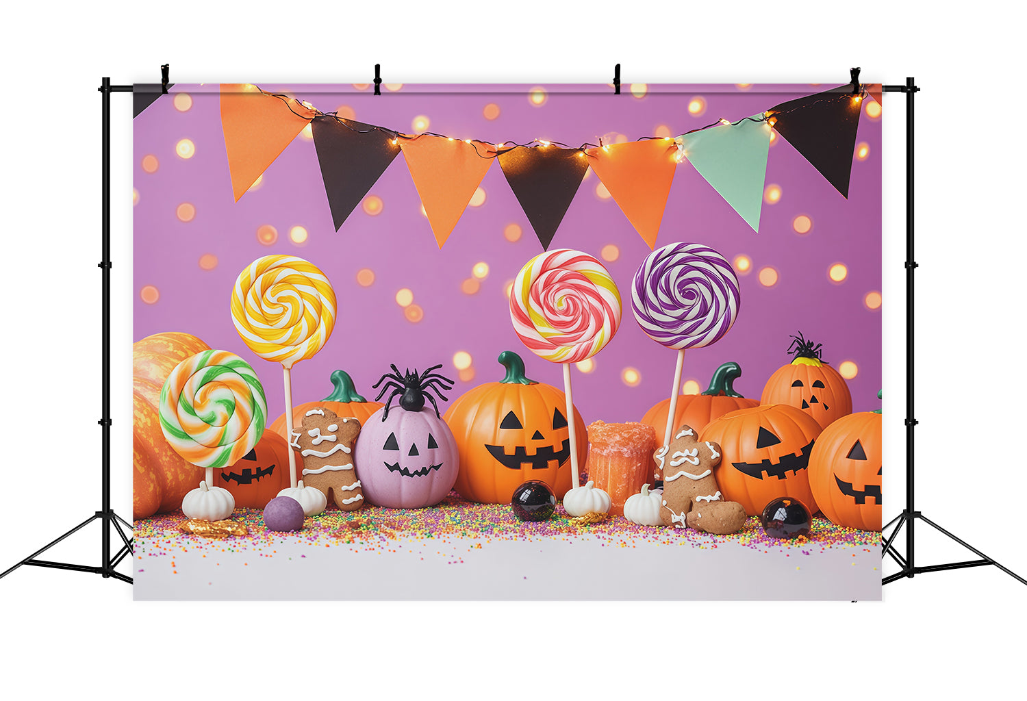 Halloween Candy Backdrop Candy Pumpkin Lollipop Party Halloween Theme Backdrop UK RR67-171