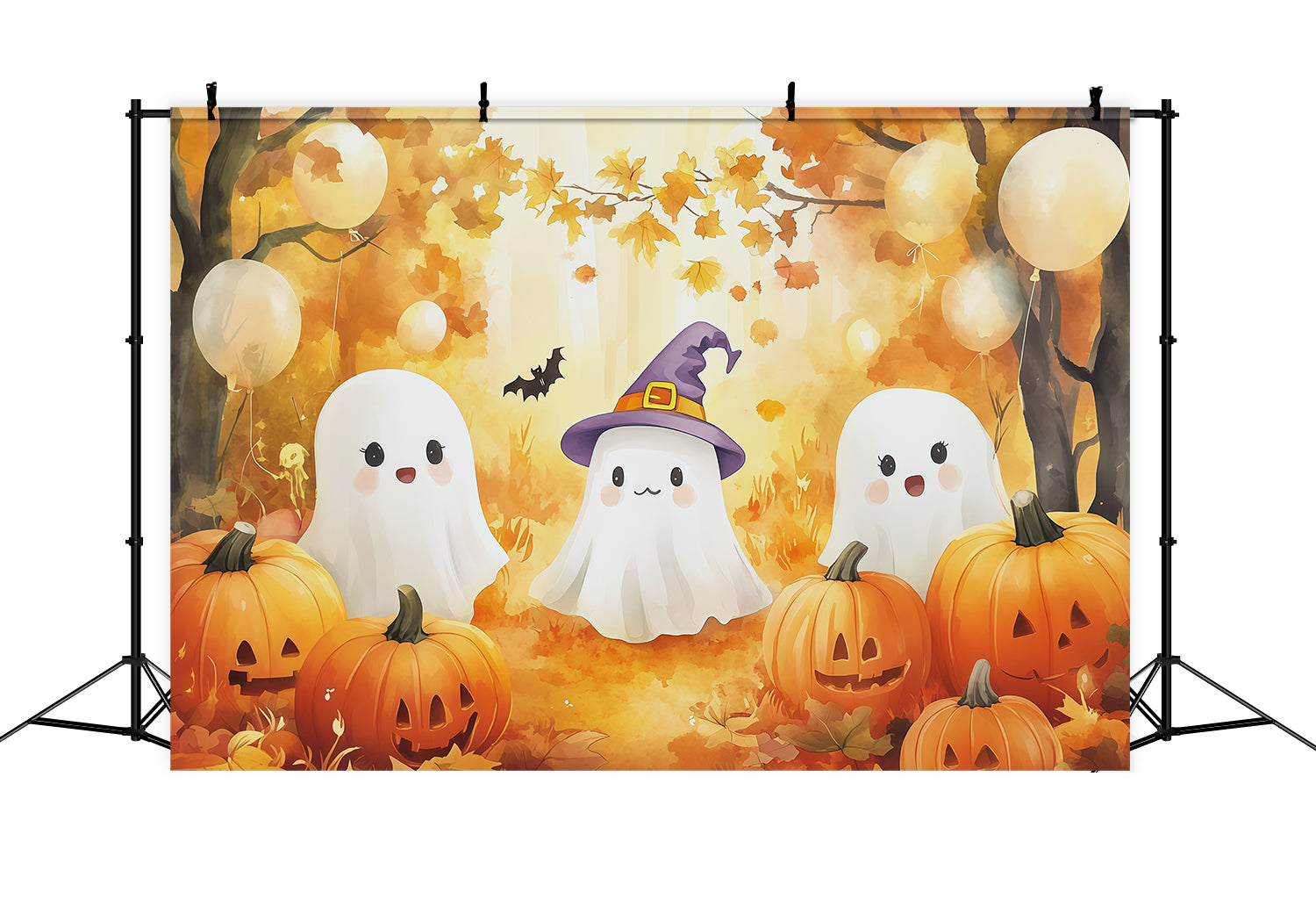 Pumpkin Patch Photography Backdrop Autumn Ghost Gathering Cute Halloween Photo Backdrop UK RR67-178
