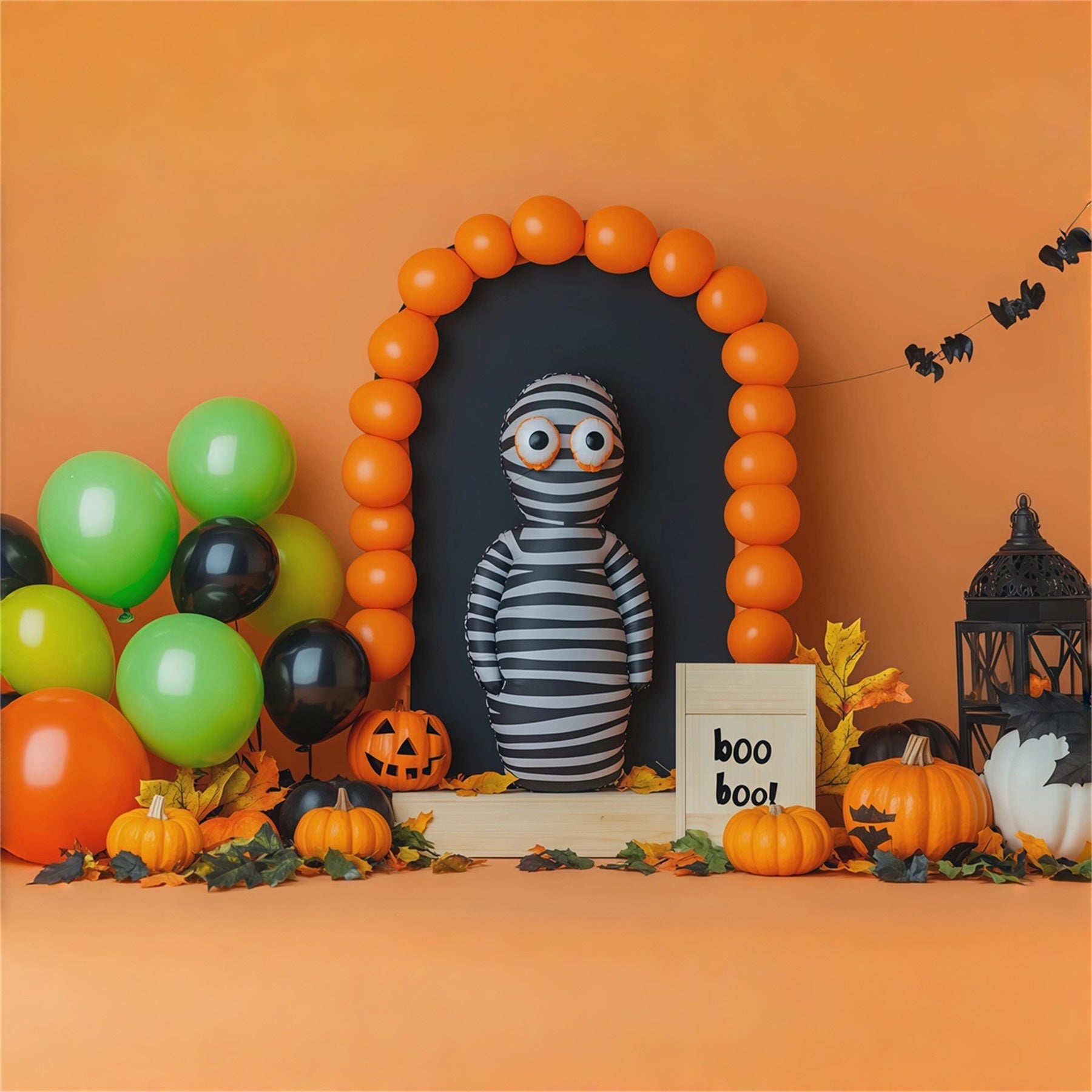 Halloween Balloon Backdrop Ideas Striped Mummy Arch Halloween Cardboard Backdrops UK RR67-182
