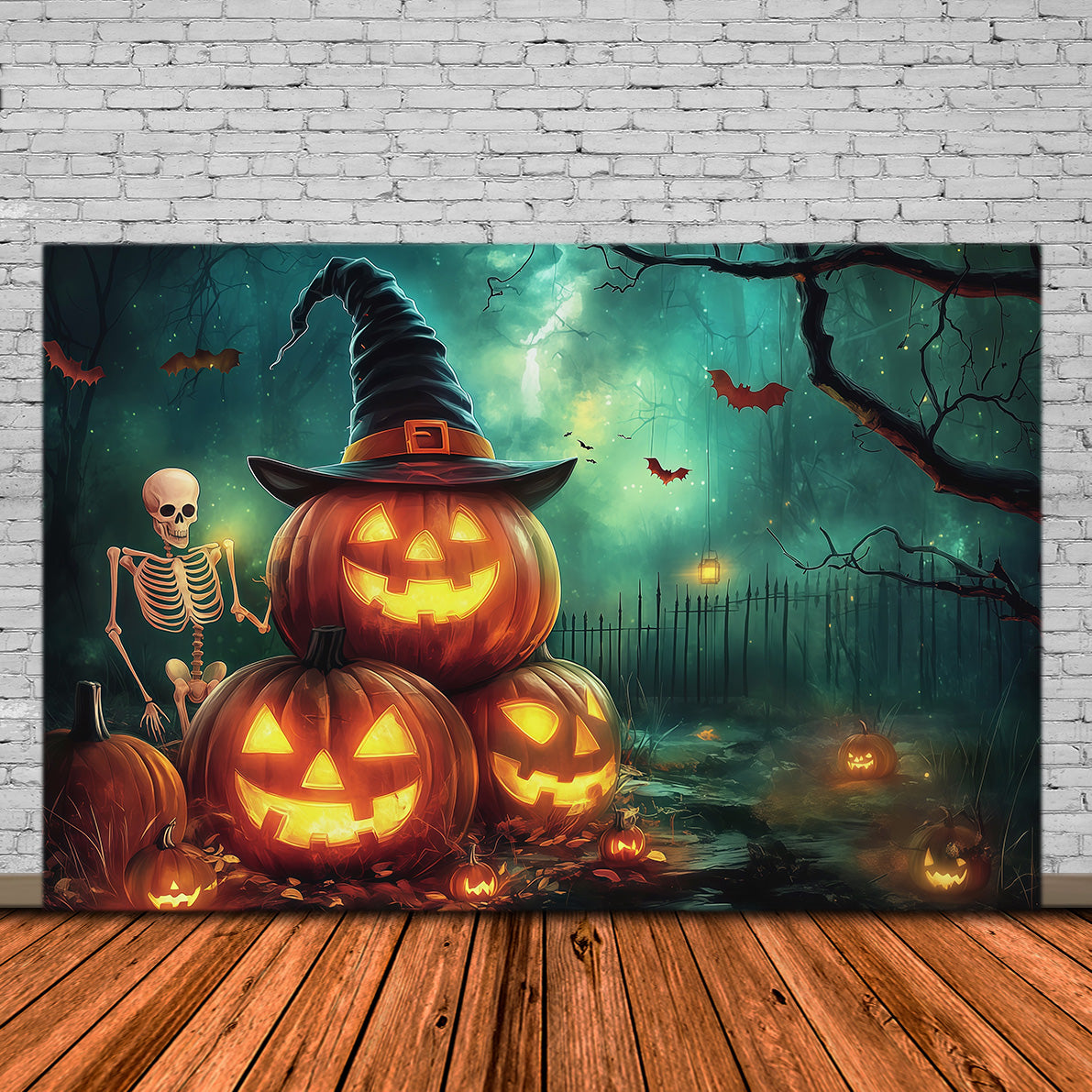 Pumpkin Back Drop Witch Skeleton Forest Backdrop Halloween Photo Booth UK RR67-183