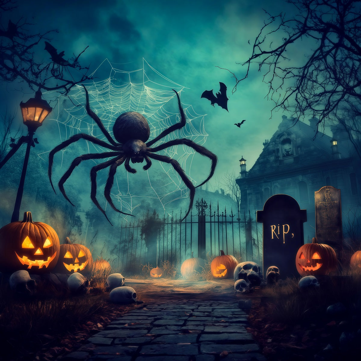 Spider Backdrops Pumpkin Graveyard Manor Backdrops For Magicians UK RR67-184