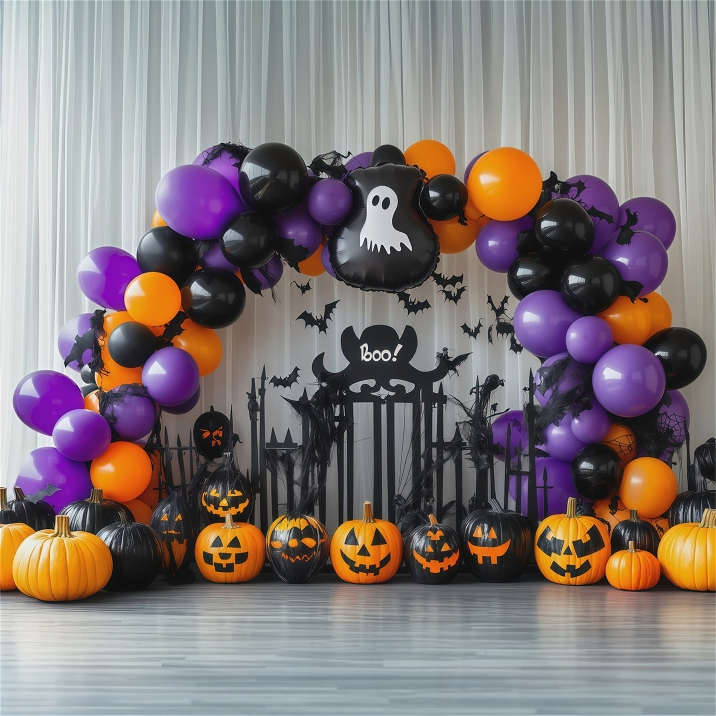 Halloween Balloon Photo Backdrop Ghost Pumpkin Arch Halloween Backdrop Outdoor UK RR67-185