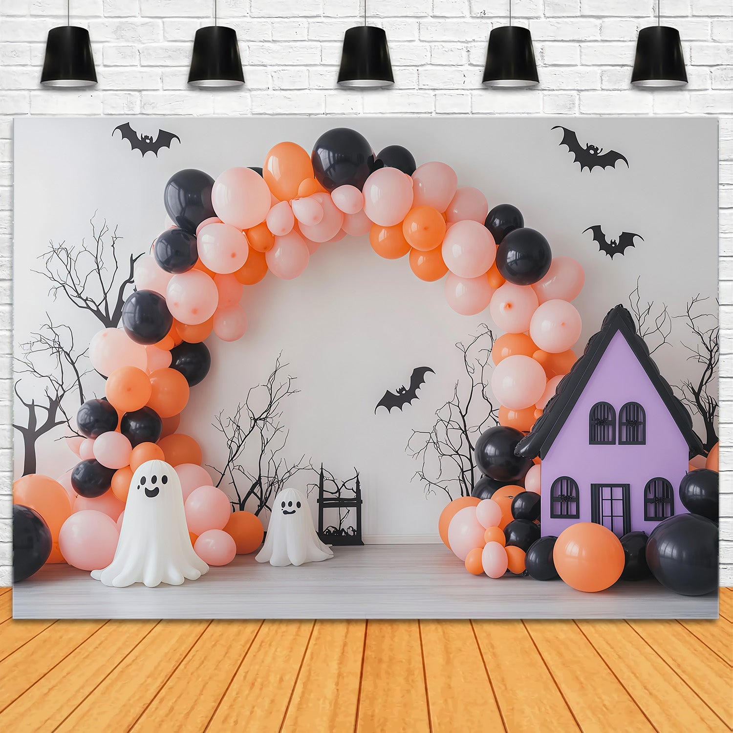 Ghost Arch Backdrop Cartoon House Arch Halloween Backdrop For Photo Booth UK RR67-187