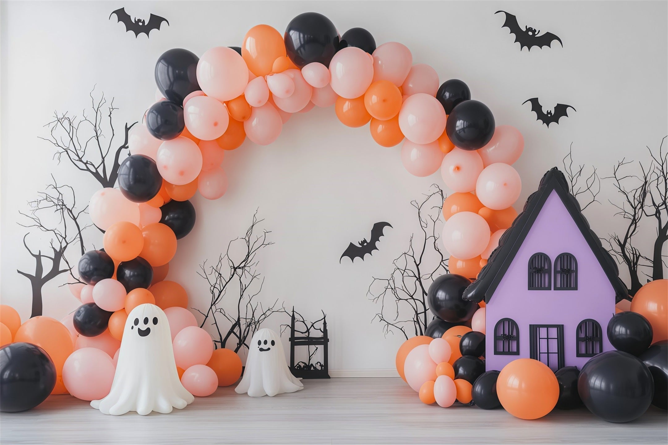 Ghost Arch Backdrop Cartoon House Arch Halloween Backdrop For Photo Booth UK RR67-187