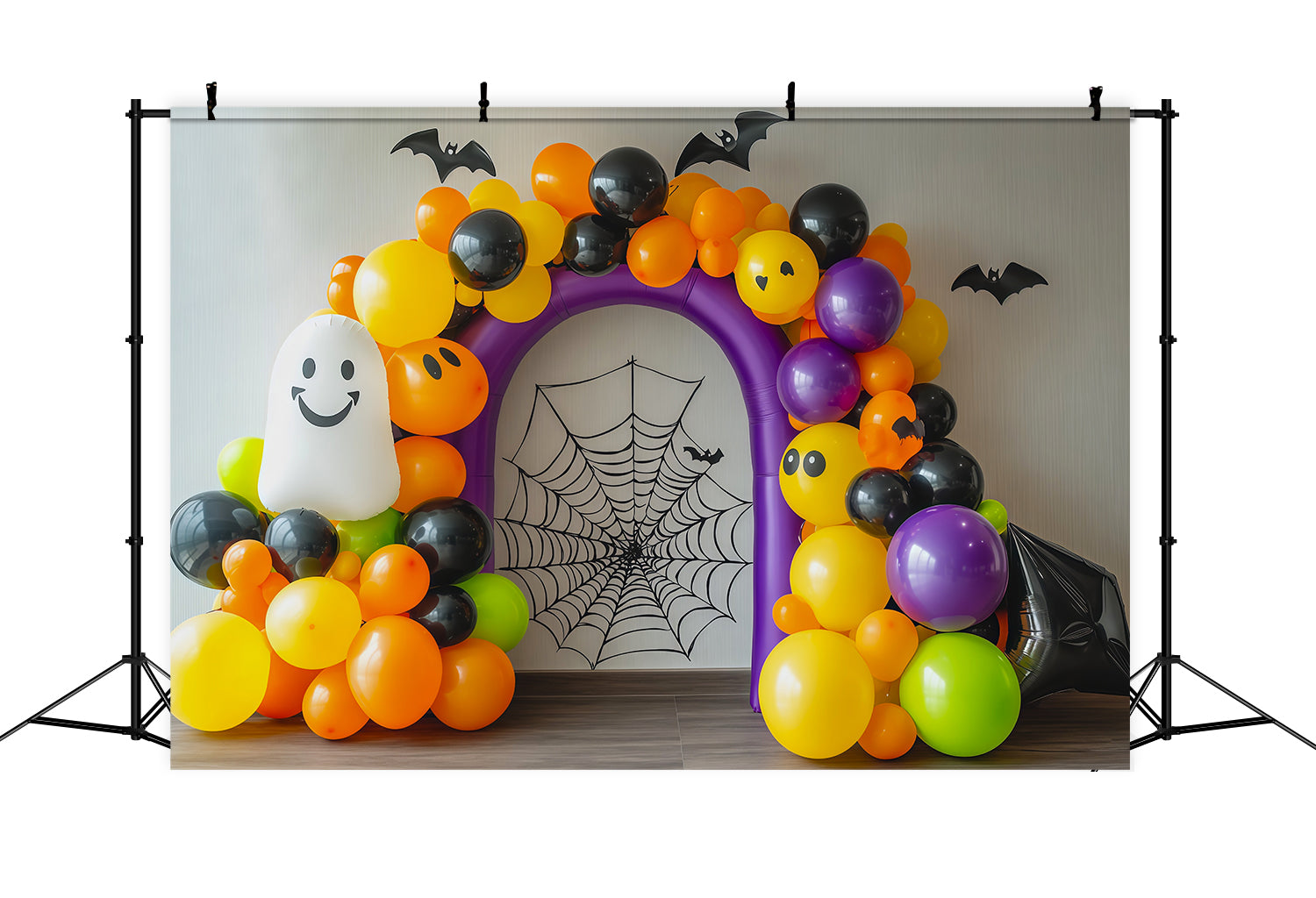 Halloween Balloon Backdrops Colorful Ghost Spiderweb Arch Magic Show Backdrop UK RR67-191