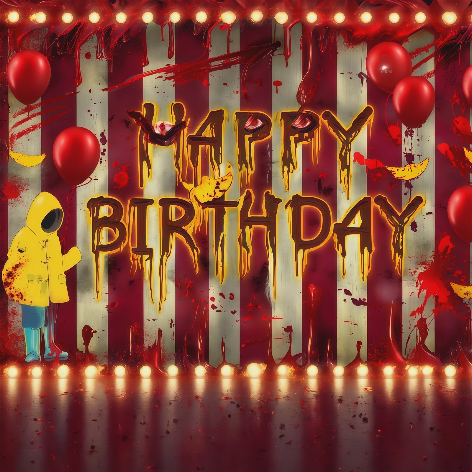 Halloween Picture Backdrops Bloody Letters Balloon Wall Halloween Birthday Backdrop UK RR67-26