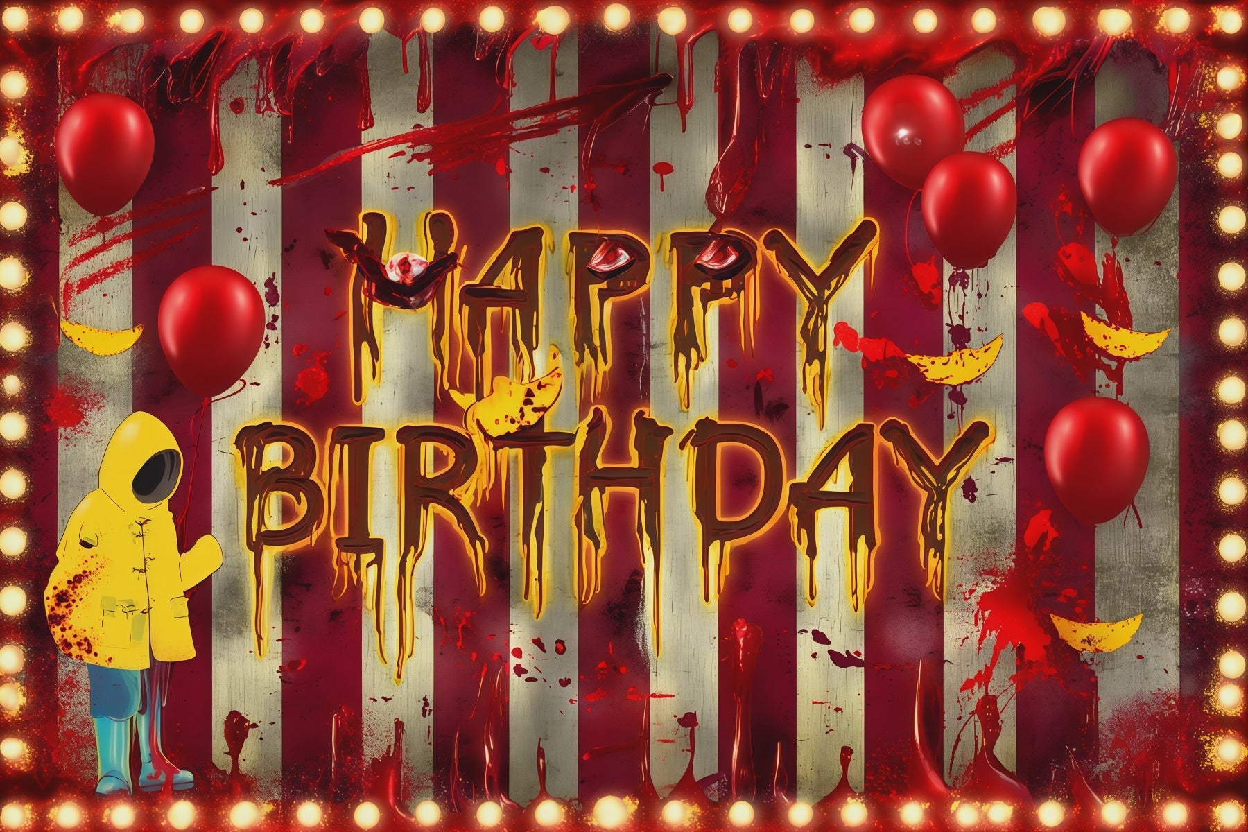 Halloween Picture Backdrops Bloody Letters Balloon Wall Halloween Birthday Backdrop UK RR67-26