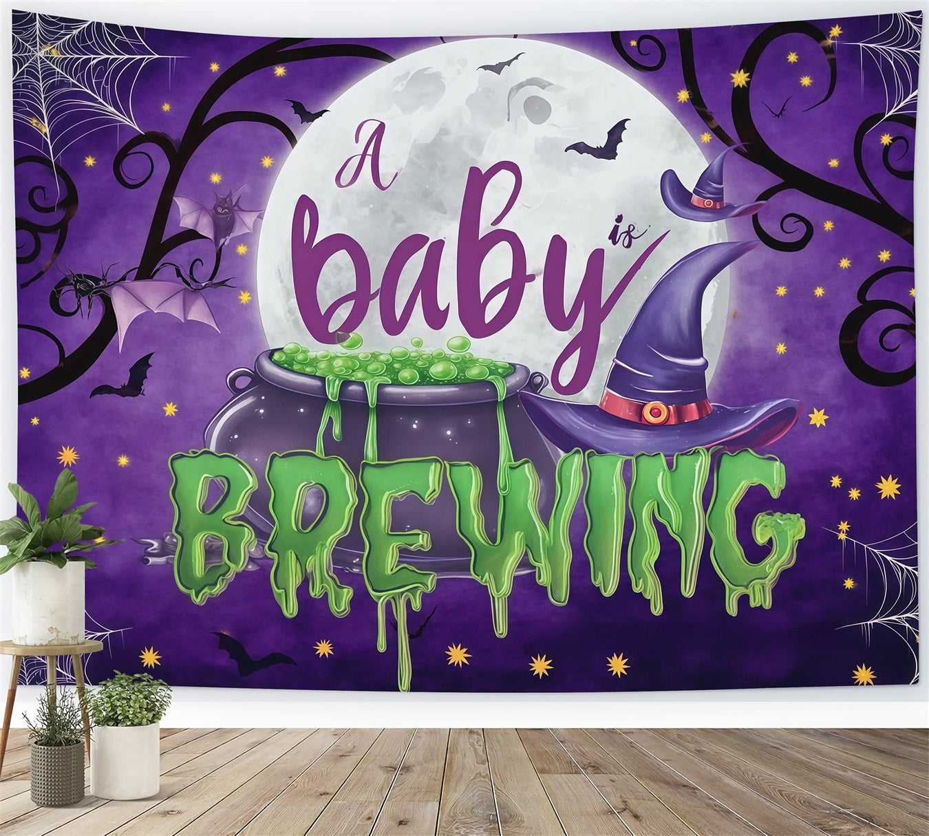 Halloween Baby Shower Backdrop Baby Brewing Witch Cauldron Photography Halloween Backdrop UK RR67-36